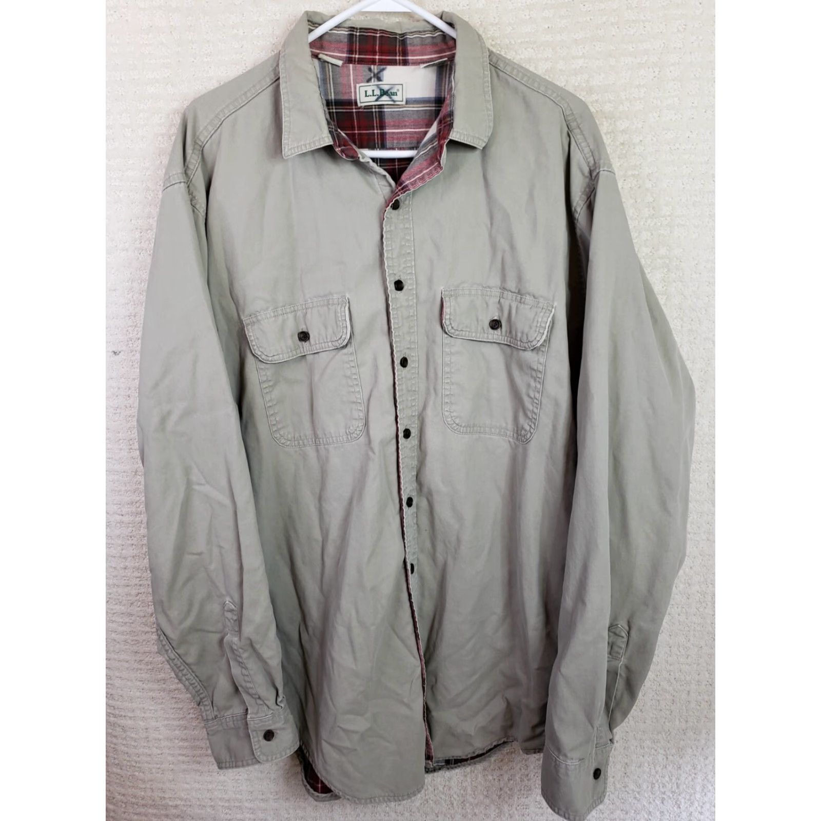 Vintage VINTAGE LL Bean Button Down Traditional Shacket Men’s XLT Beige Plaid Flannel Lined Size US XL / EU 56 / 4 - 2 Thumbnail