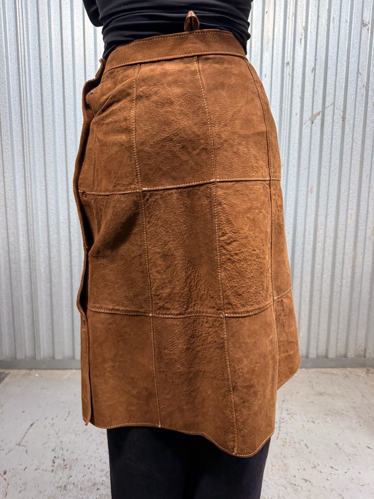 Other Vintage Tan Womens Long Brown Patched Western Skirt Size 26" / US 2 / IT 38 - 2 Thumbnail