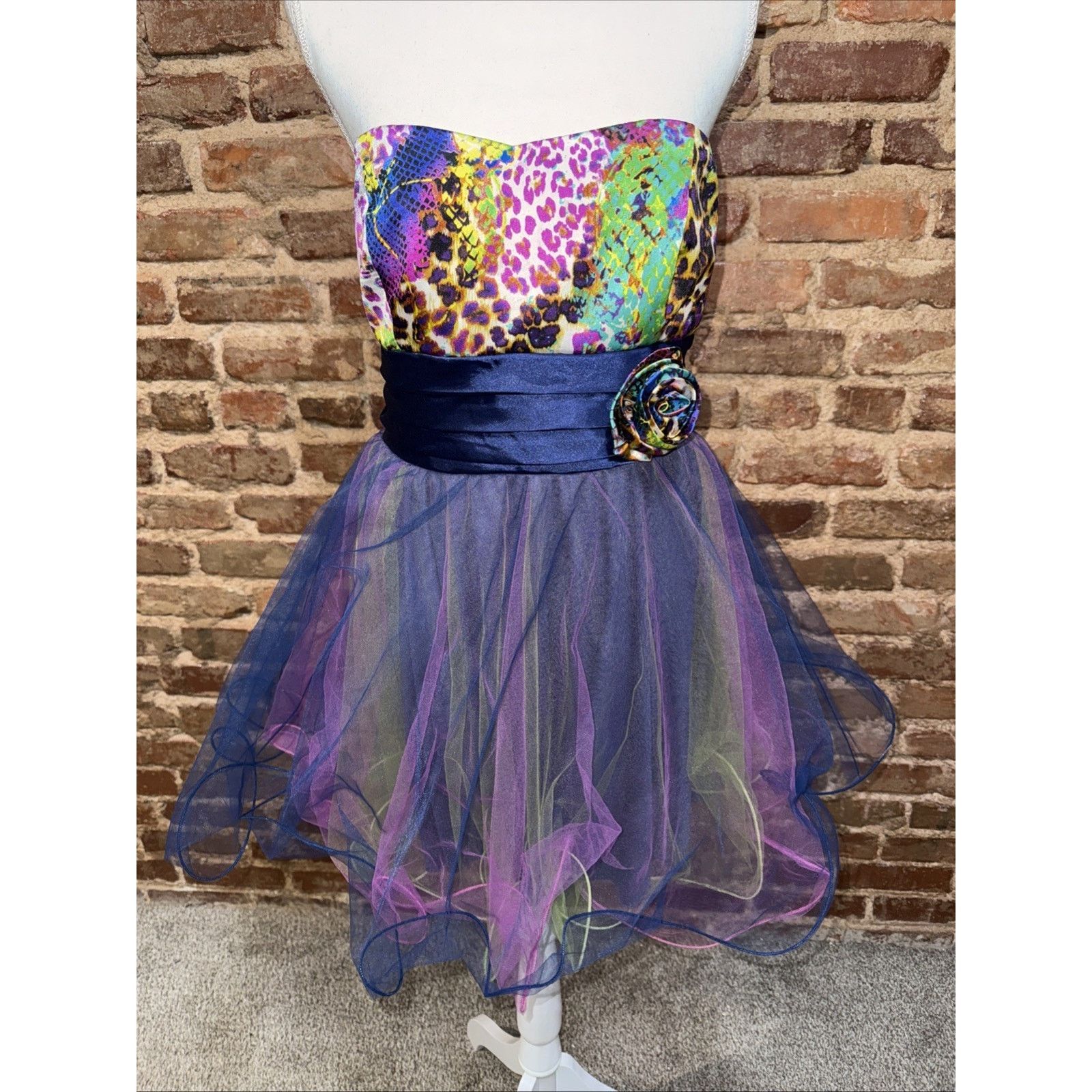 Other Strapless Multi Color Animal Print Tulle party dress Sz 13 Size XL / US 12-14 / IT 48-50 - 2 Thumbnail
