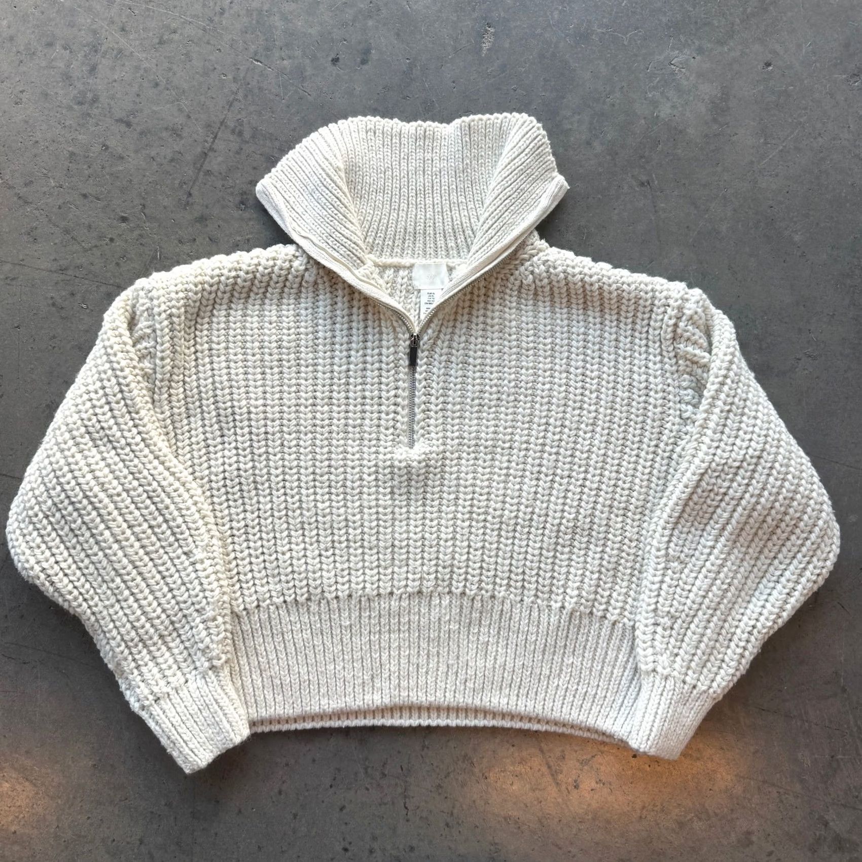 H&M VINTAGE H&M Half-Zip Cream Knit Pullover Sweater Women's XL Knitwear Casual 1/2 Zip Stand Collar Sweater XL Women’s Size XL / US 12-14 / IT 48-50 - 2 Thumbnail