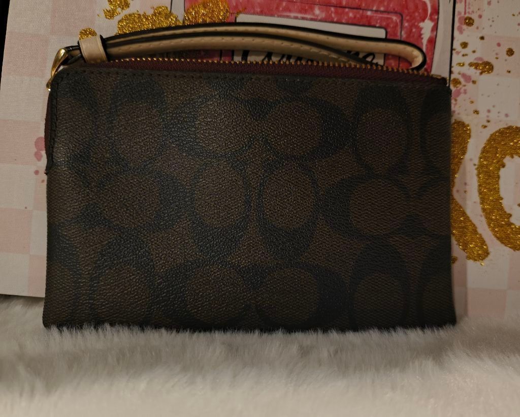 Coach Women's Coach Brown Signature Logo Wristlet Size ONE SIZE - 4 Thumbnail