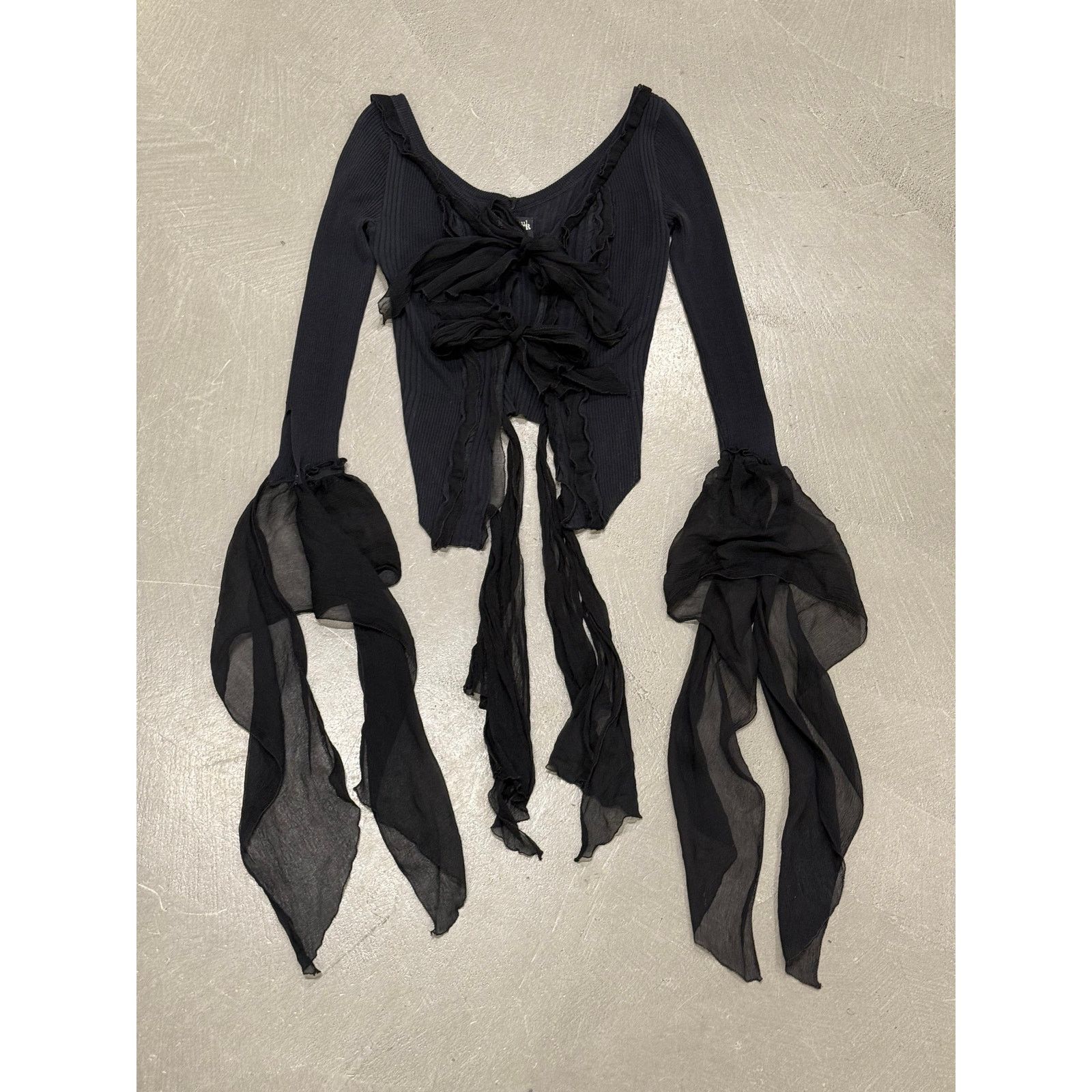 Jean Paul Gaultier 2000s Jean Paul Gaultier sheer ribbon-tie corset blouse Size S / US 4 / IT 40 - 2 Thumbnail