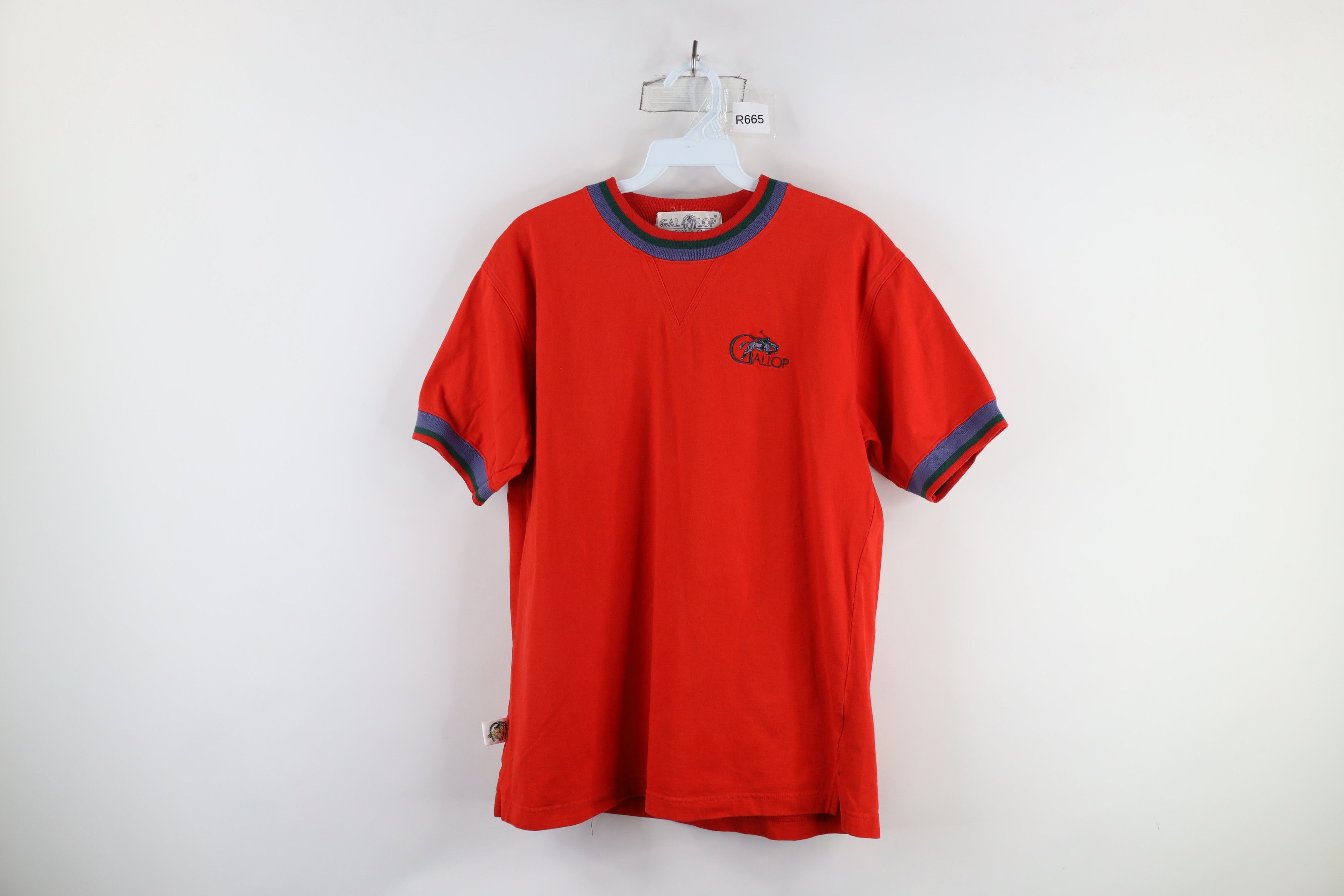 Vintage Vintage 90s Streetwear Out Horse Ringer T-Shirt Red USA Size US S / EU 44-46 / 1 - 1 Thumbnail