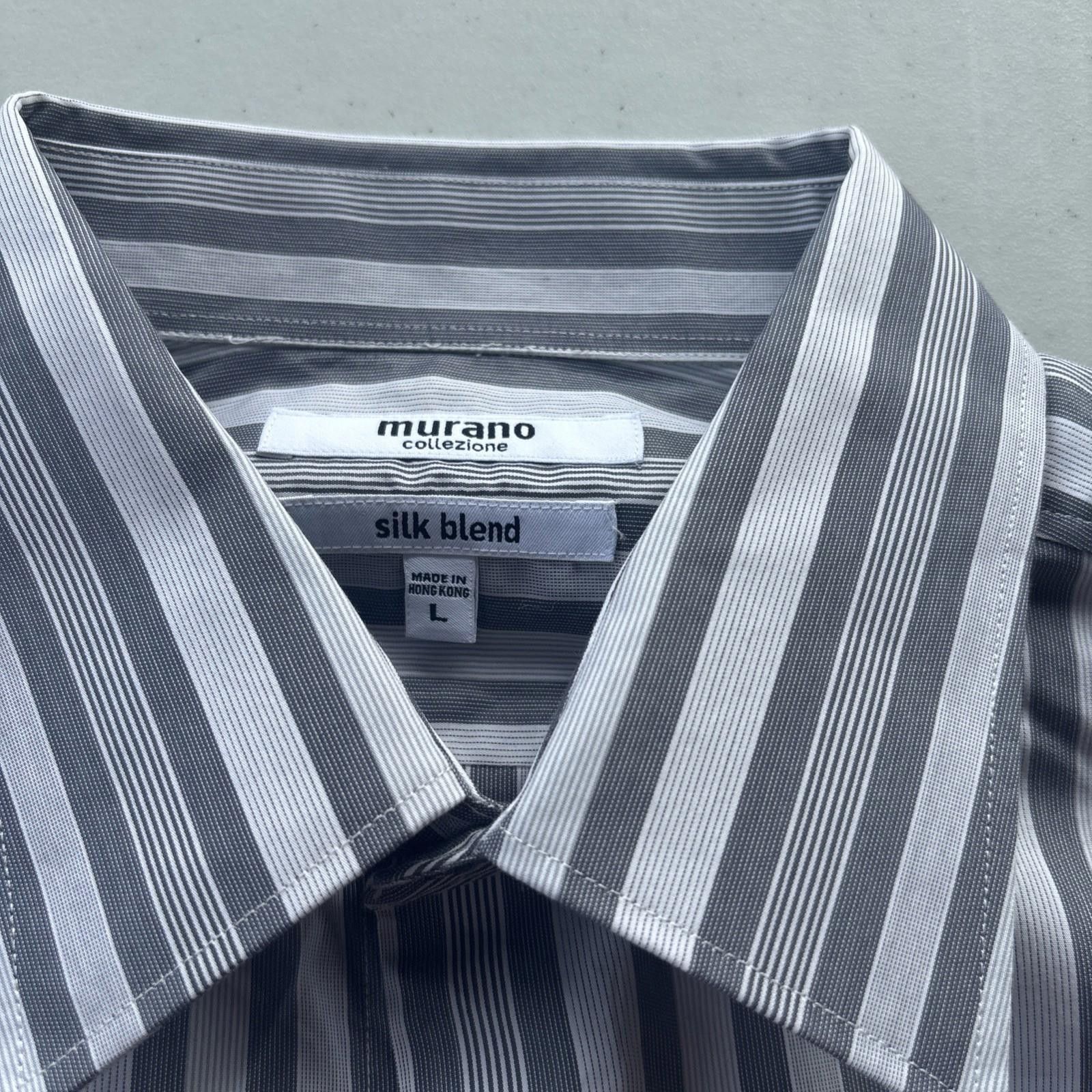 Murano Murano Men's Button Down Long Sleeve Blue Striped shirt L Size 44R - 3 Thumbnail