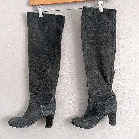 10 Corso Como Gray Suede Over The Knee Heeled Boots - 36 / 5.5-6US ​🇮🇹 Size US 6 / IT 36 - 2 Thumbnail