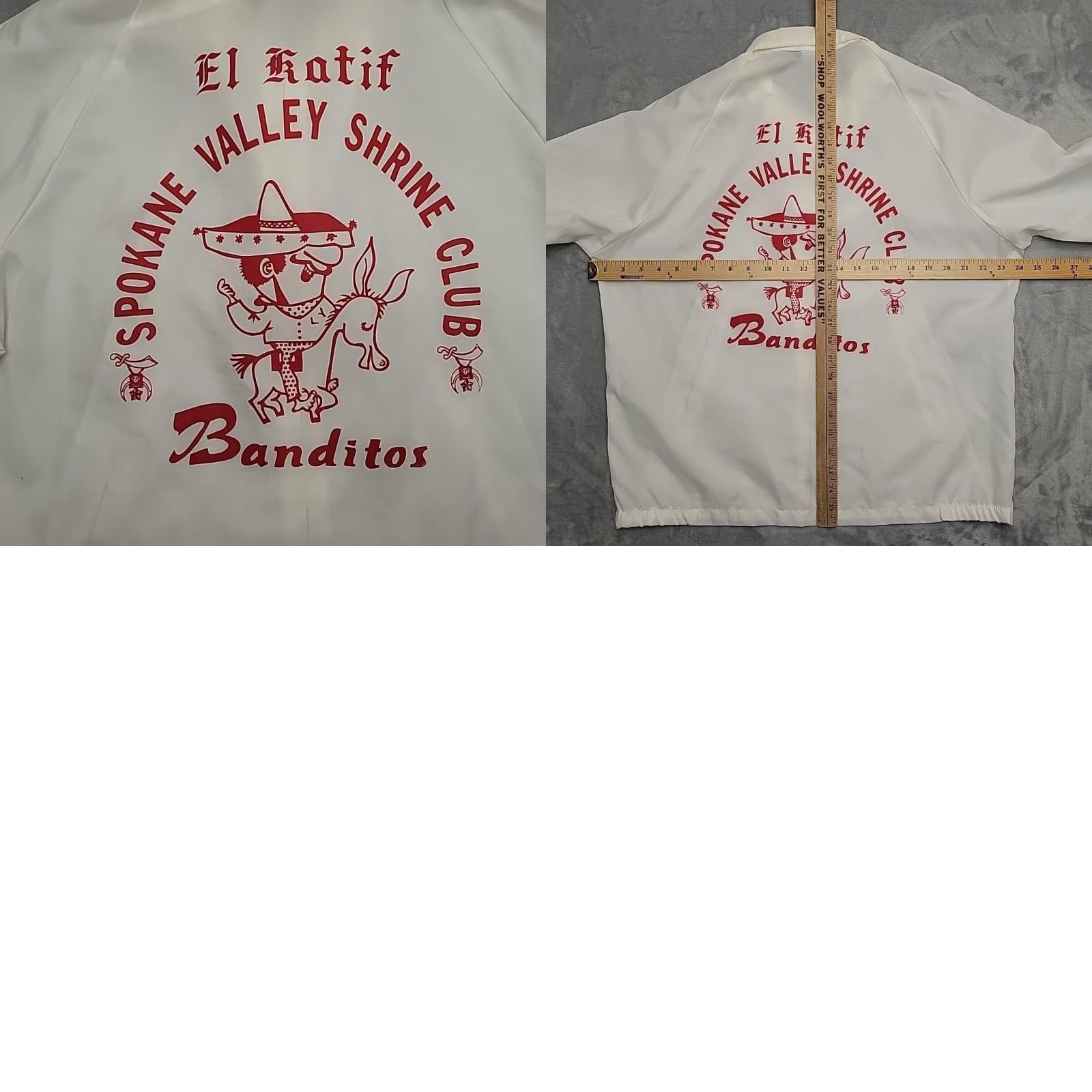 Vintage VTG Swingster Jacket Mens L White Shrine Club Banditos Chain Stitching Graphic Windbreaker Short Sleeve? Size US L / EU 52-54 / 3 - 8 Thumbnail