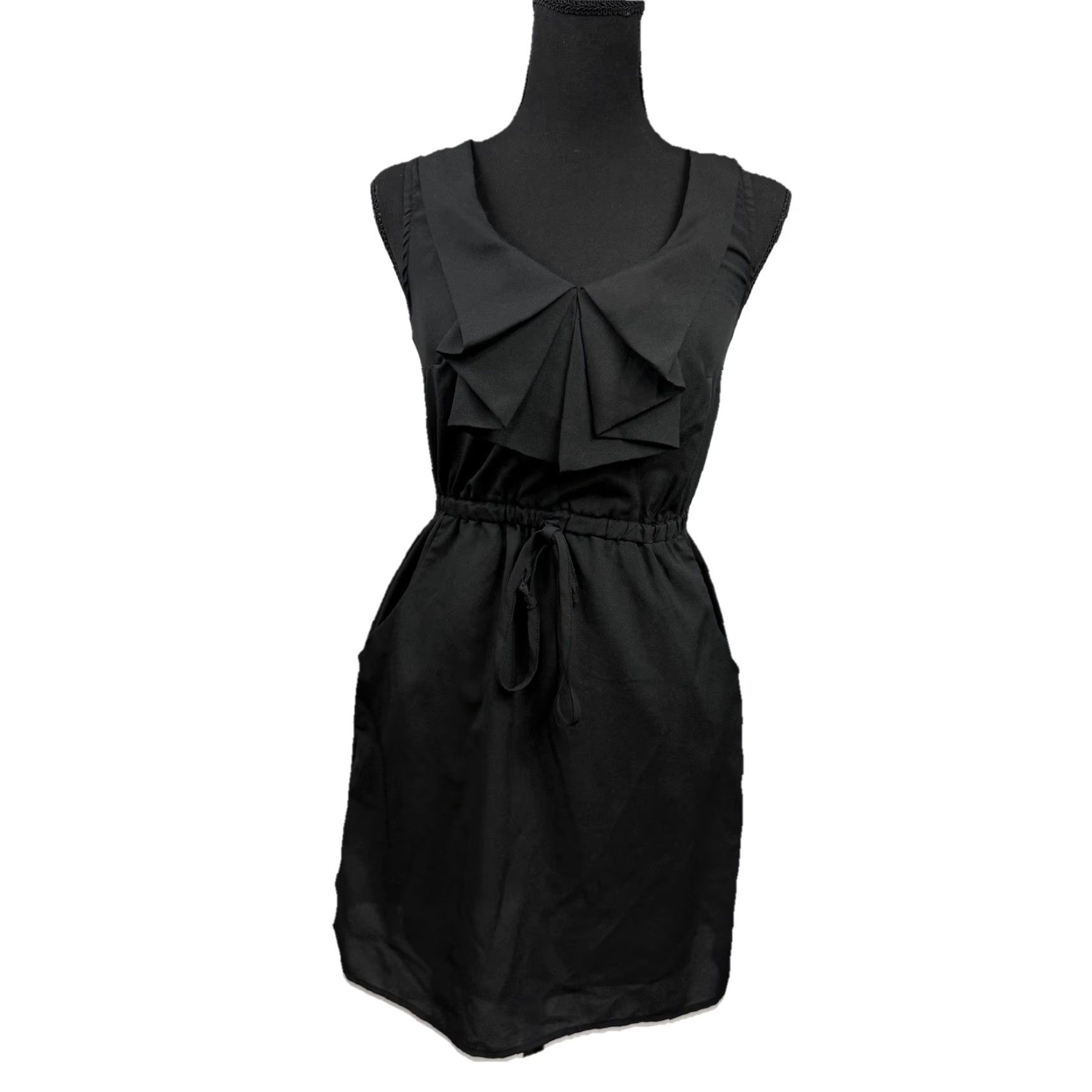 Vintage BeBop Black Sleeveless Mini Dress S Ruffle Pockets Dress Women Size S / US 4 / IT 40 - 2 Thumbnail