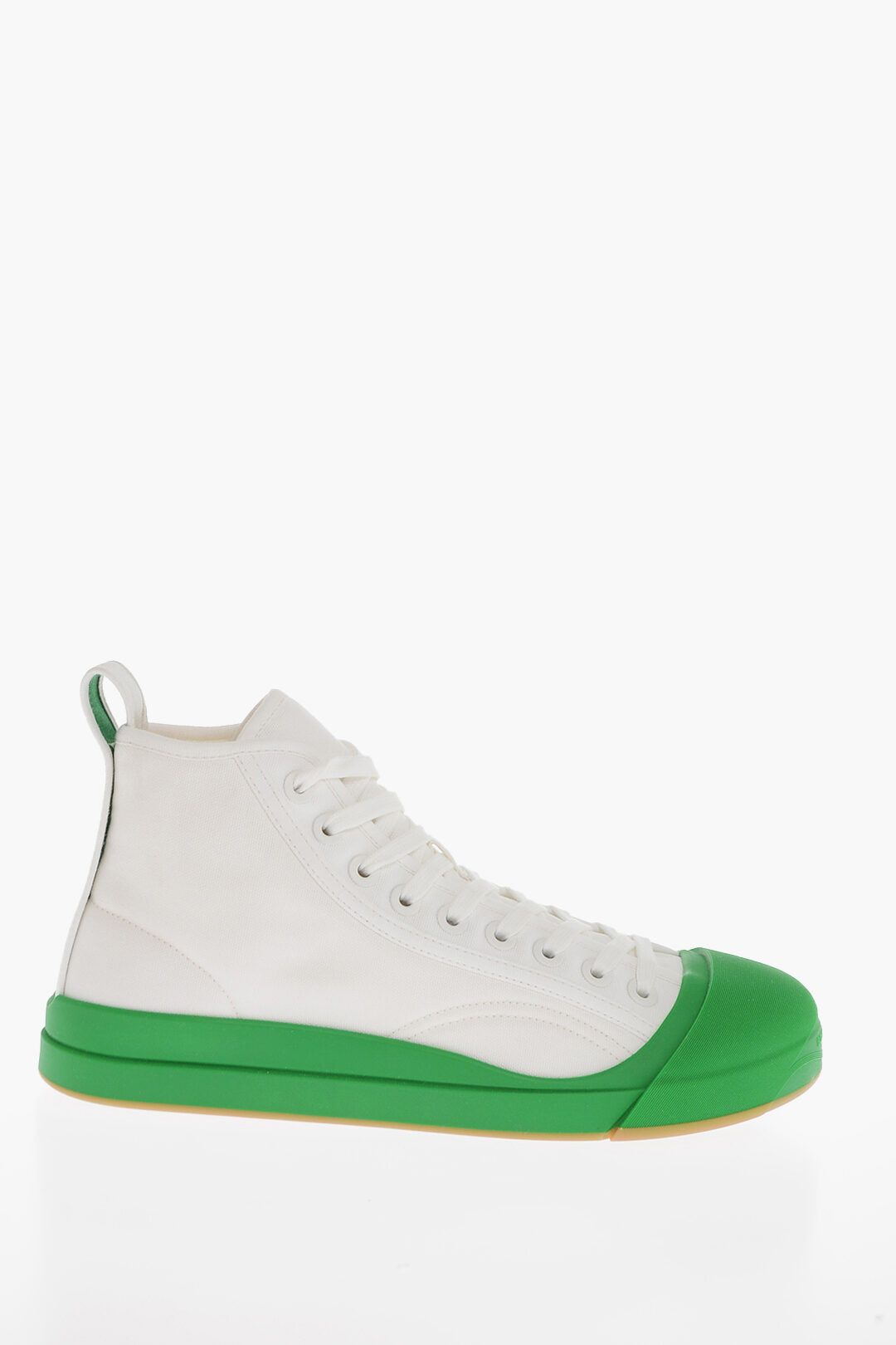 Bottega Veneta og1mm0825 Canvas Vulcan Hi-Top Sneakers in White/Green Size US 5 / IT 35 - 1 Thumbnail
