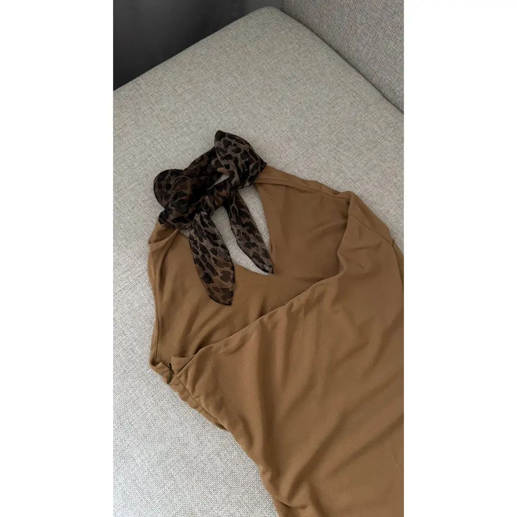 Dolce & Gabbana Dolce & Gabbana Leopard Scarf Halter Dress Camel Brown IT 42 Size M / US 6-8 / IT 42-44 - 8 Thumbnail