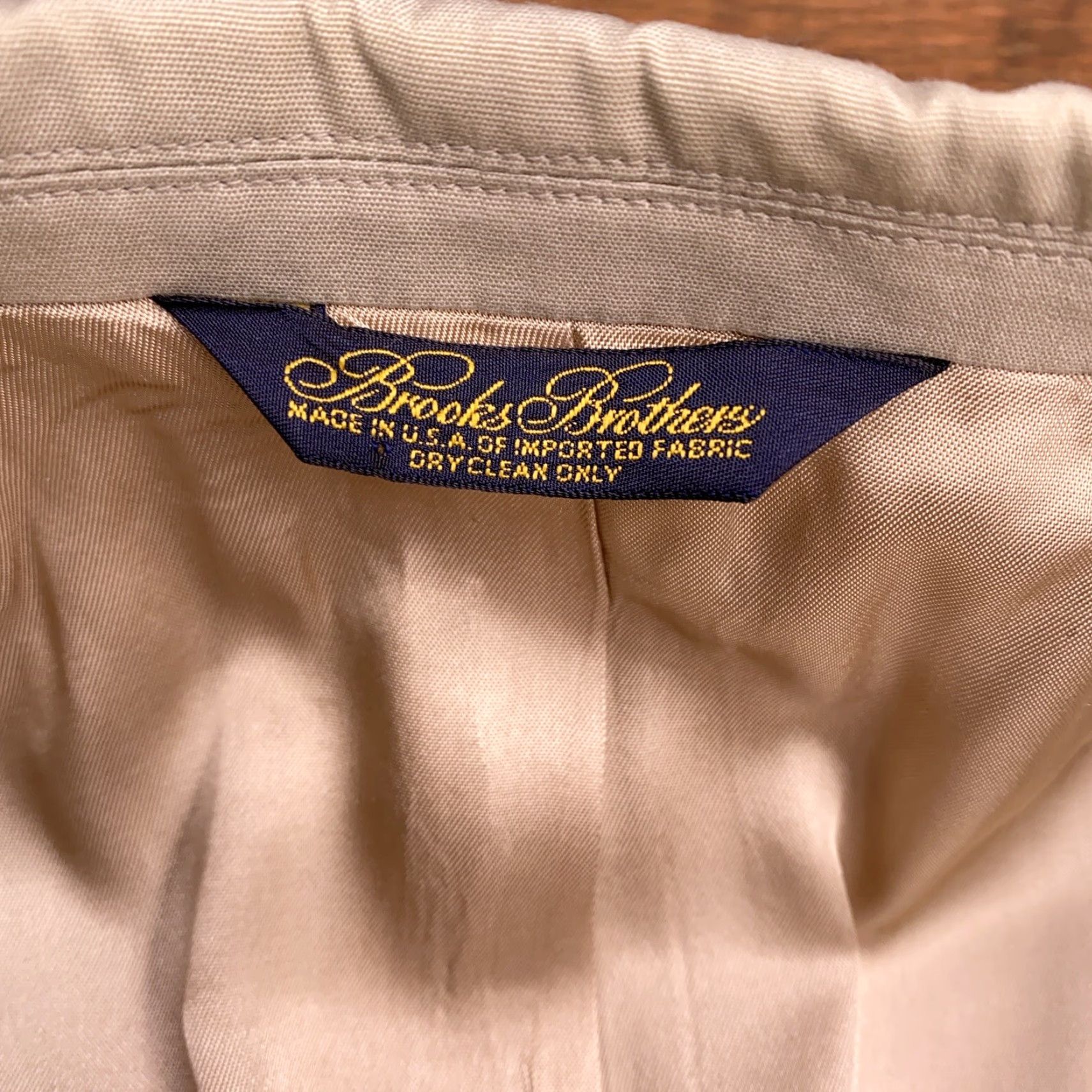 Brooks Brothers VINTAGE Brooks Brothers Blazer 46 Tan Wool Sport Coat Mens Regular Single-Breasted Notch Lapel 2-Button 3-Button Front Solid Dick? Size 46R - 5 Thumbnail