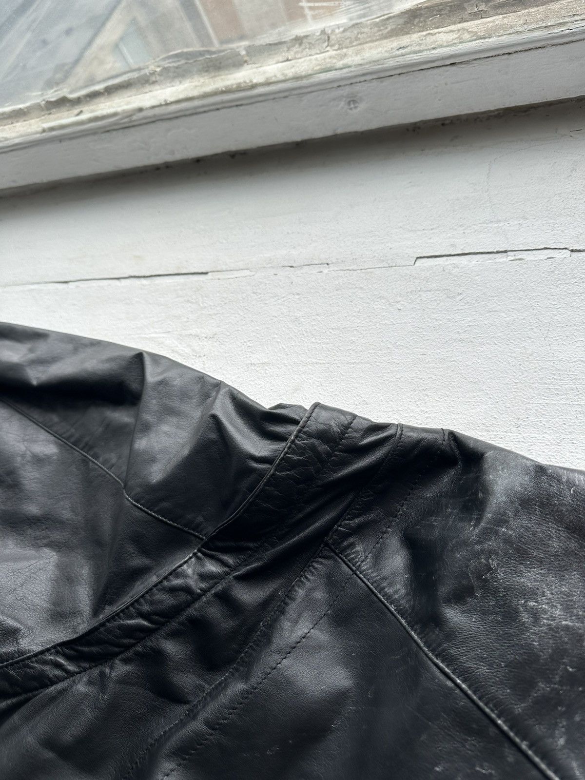 Other 🚨VNTG LEATHER JACKET AVANT GARDE ASYMMETRICAL BLACK MOTO Size US XL / EU 56 / 4 - 15 Thumbnail