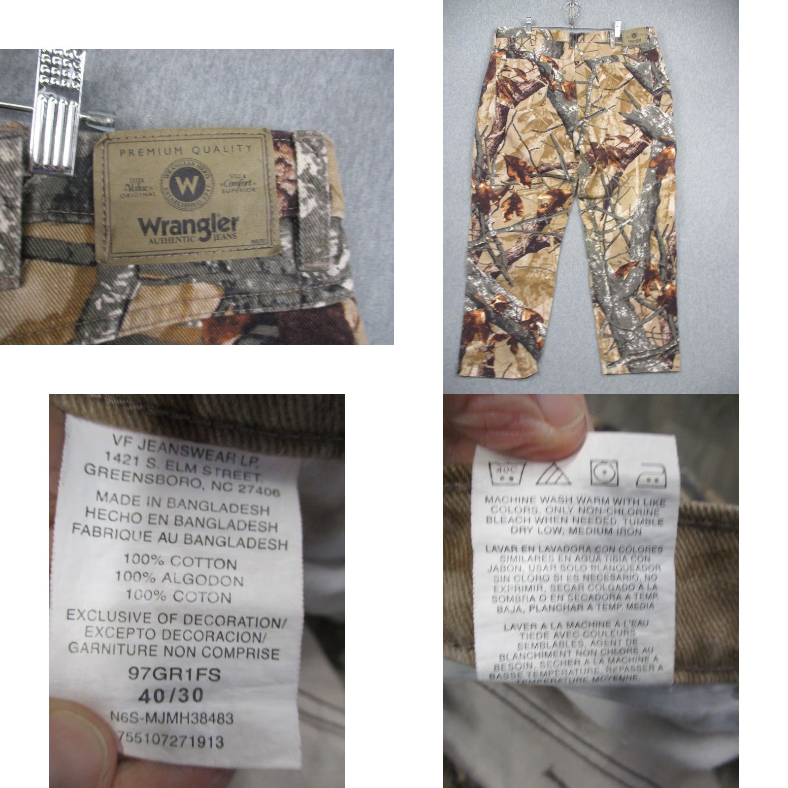 Wrangler Wrangler Jeans Mens 40x30 Camo Fusion 3-D 5-Pocket Cotton Twill Hunting 97GR1FS Size US 40 / EU 56 - 8 Thumbnail