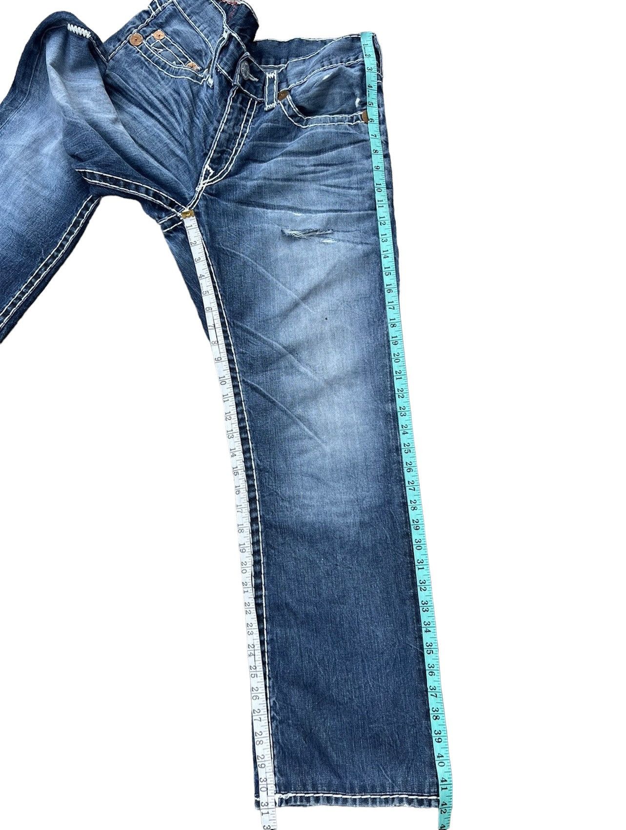 True Religion VTG 2000s True Religion Rips Fade Denim Bobby Super T Jeans Size US 34 / EU 50 - 5 Thumbnail