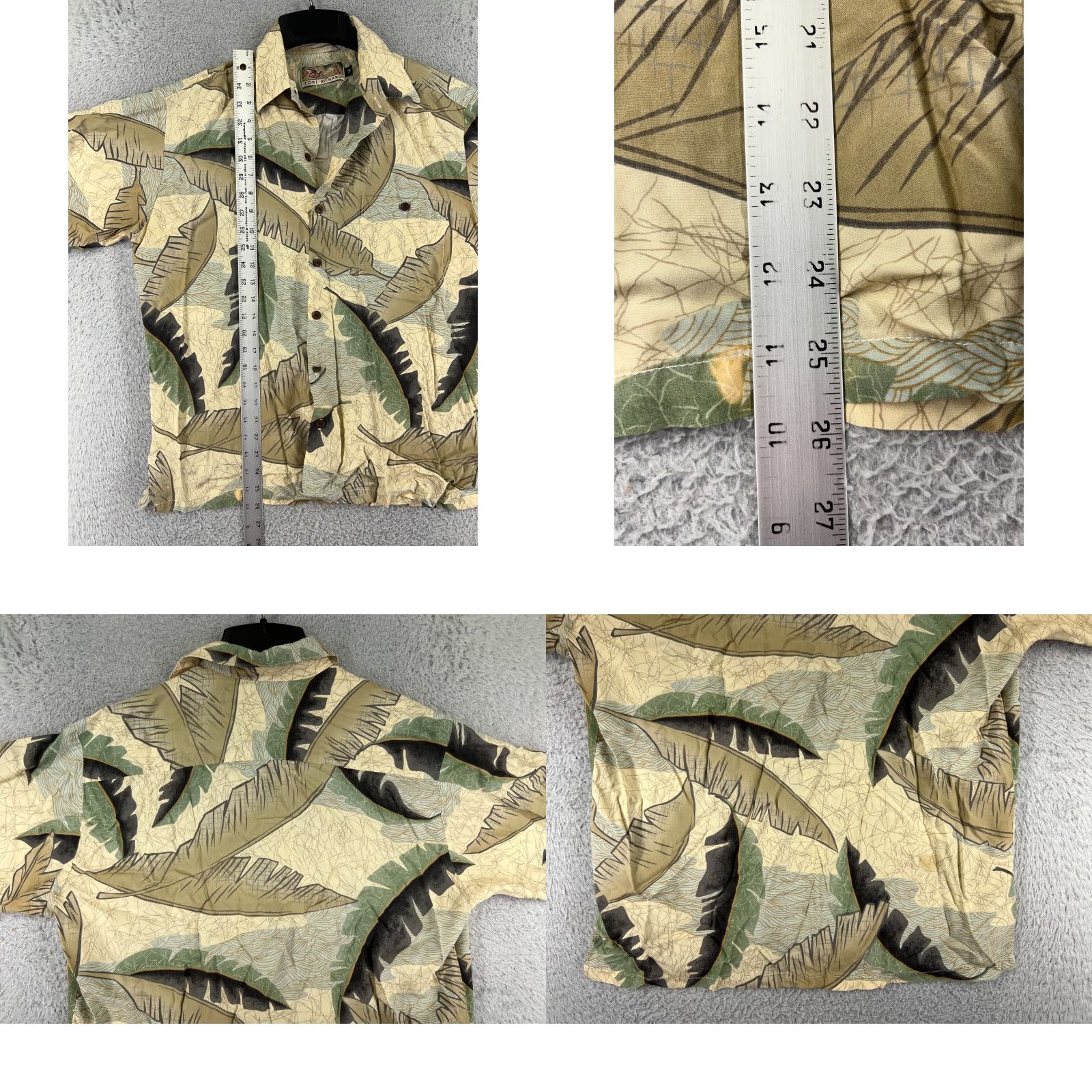 Tori Richard VINTAGE Tori Richard Shirt Mens Medium Beige Palm Leaf Pattern US Made Viscose Size US L / EU 52-54 / 3 - 9 Thumbnail