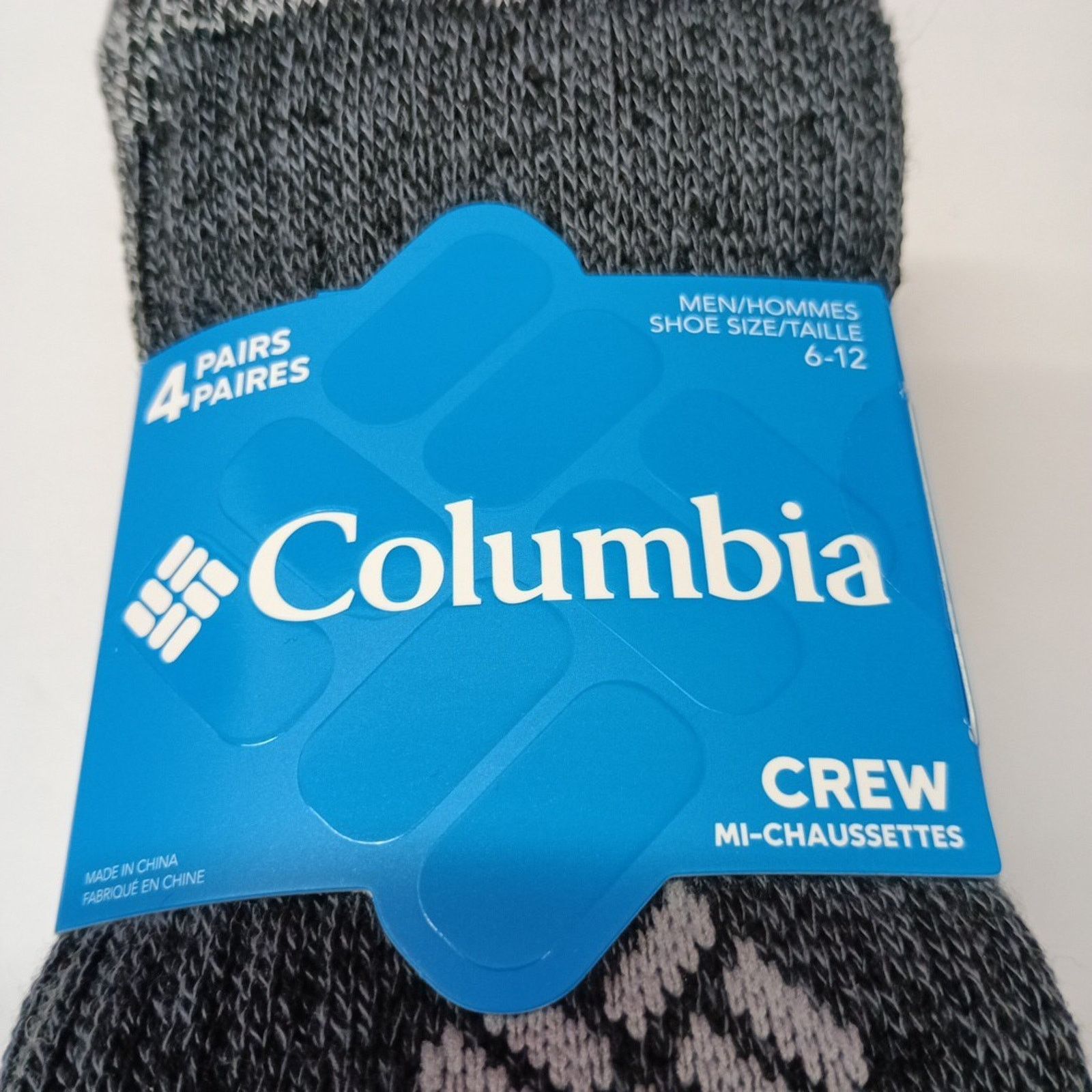 Columbia Columbia Black Heathered Crew Socks 4 Pairs Men's Size 6-12 Size ONE SIZE - 4 Thumbnail