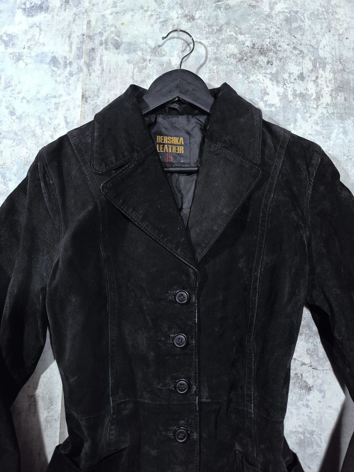 Leather Black Suede Real Leather Buttoned Coat Minimalism Archivee Size M / US 6-8 / IT 42-44 - 4 Thumbnail