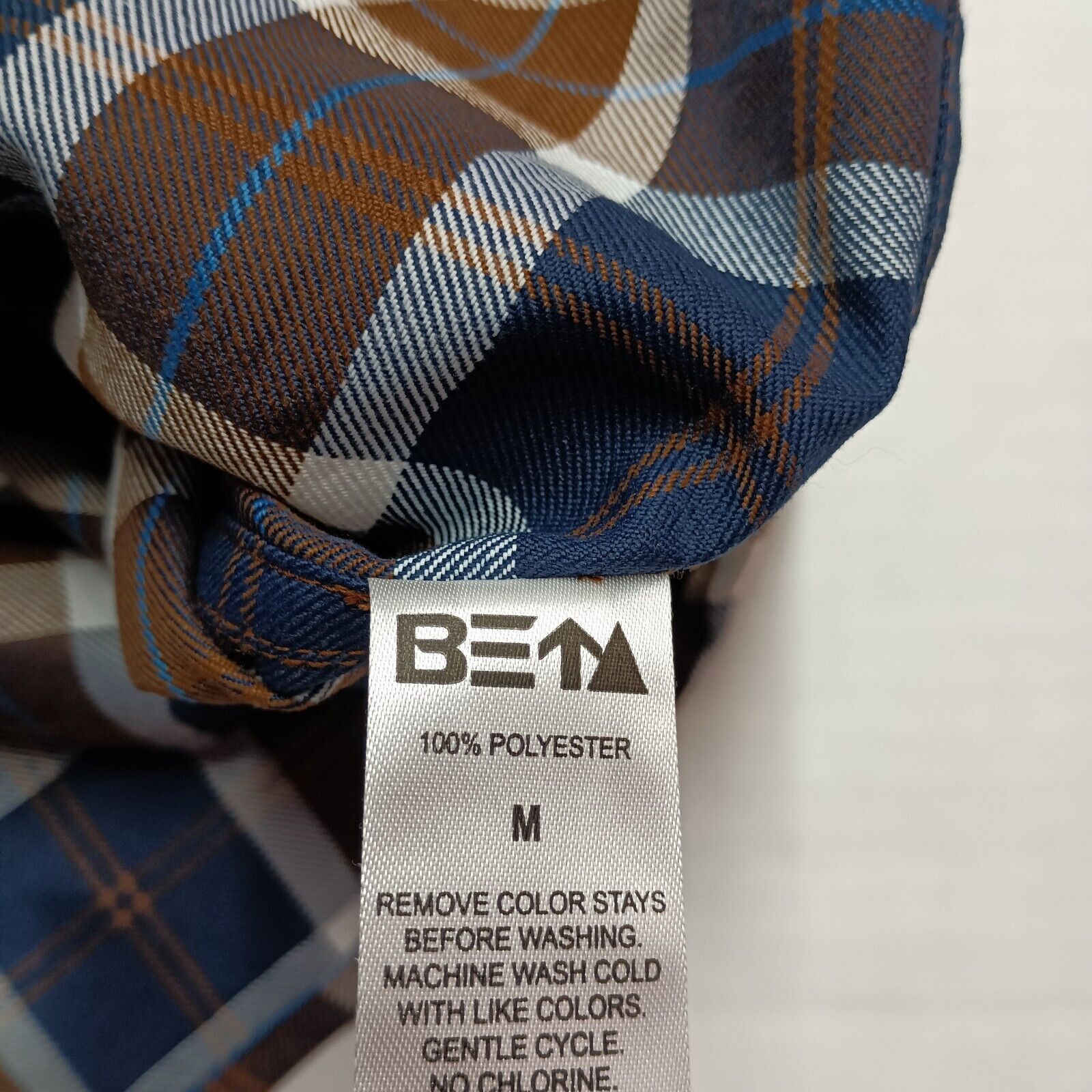 Betabrand Beta Venturing Plaid Series Shirt Men's M Navy Blue Brown Size US M / EU 48-50 / 2 - 8 Thumbnail