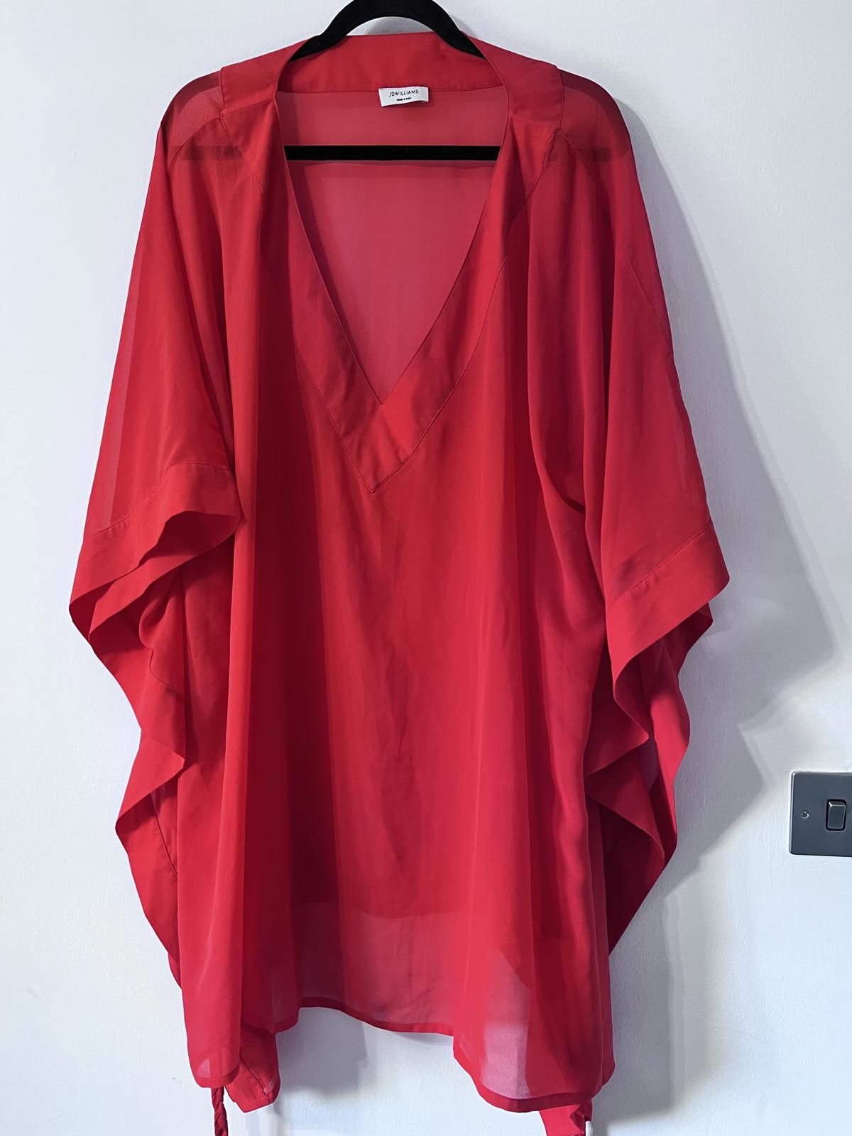 Other JD Williams Red Sheer Kaftan – UK 24/26 Size 3XL / US 20-22 - 1 Thumbnail