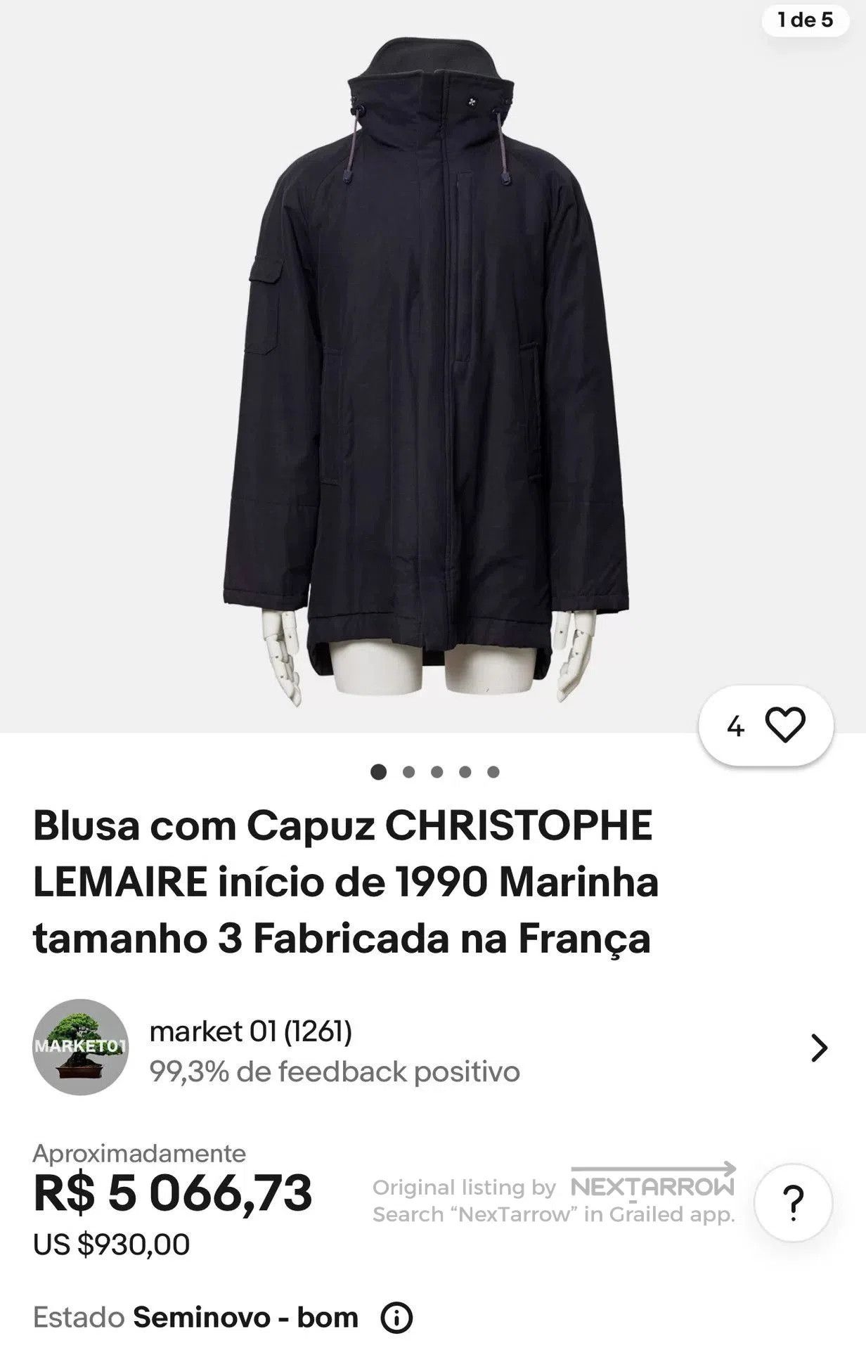 Christophe Lemaire Lemaire Early Minimalist Jacket 1998AW. Size US S / EU 44-46 / 1 - 2 Thumbnail