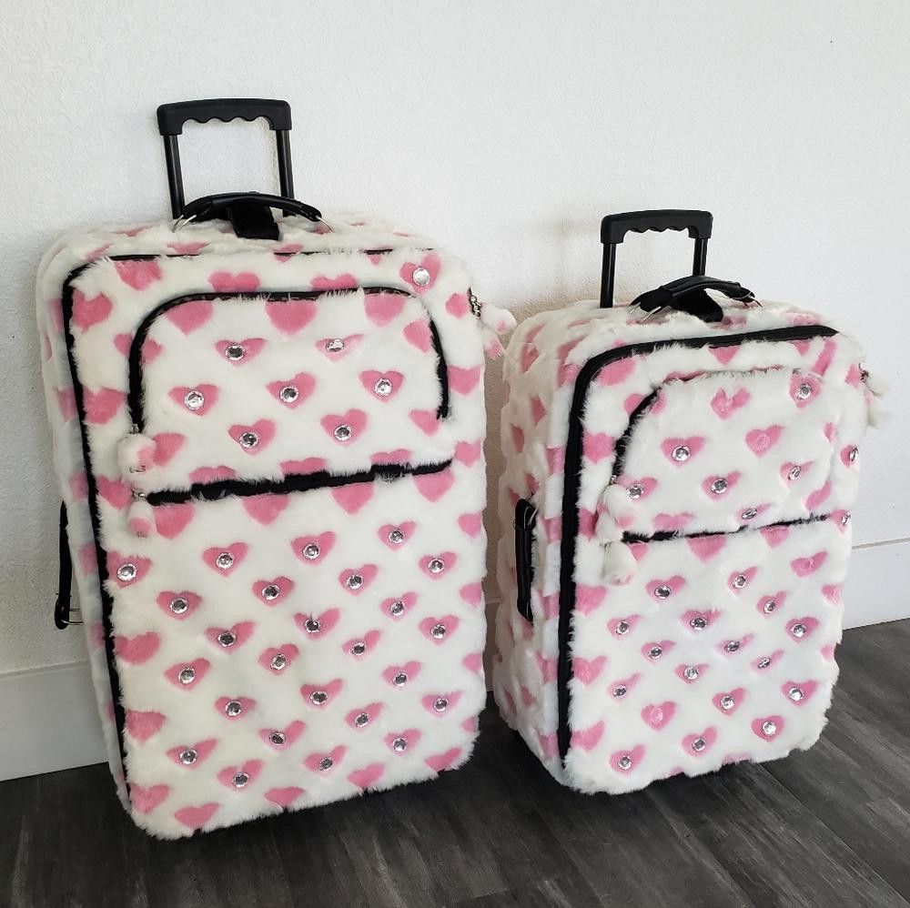 Designer White Pink Faith Knight Faux Fur L Luggage Size ONE SIZE - 4 Thumbnail