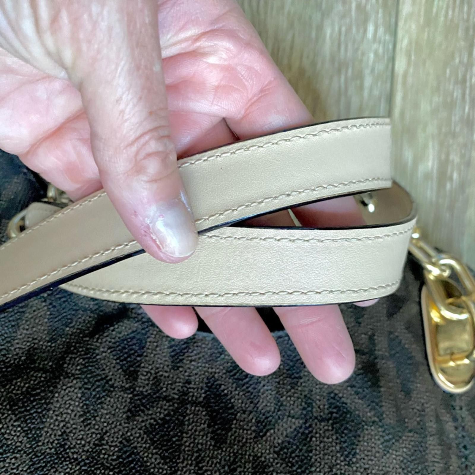 Michael Kors Michael Kors Lilly MK Monogram Chain Shoulder Tote Brown Size ONE SIZE - 6 Thumbnail