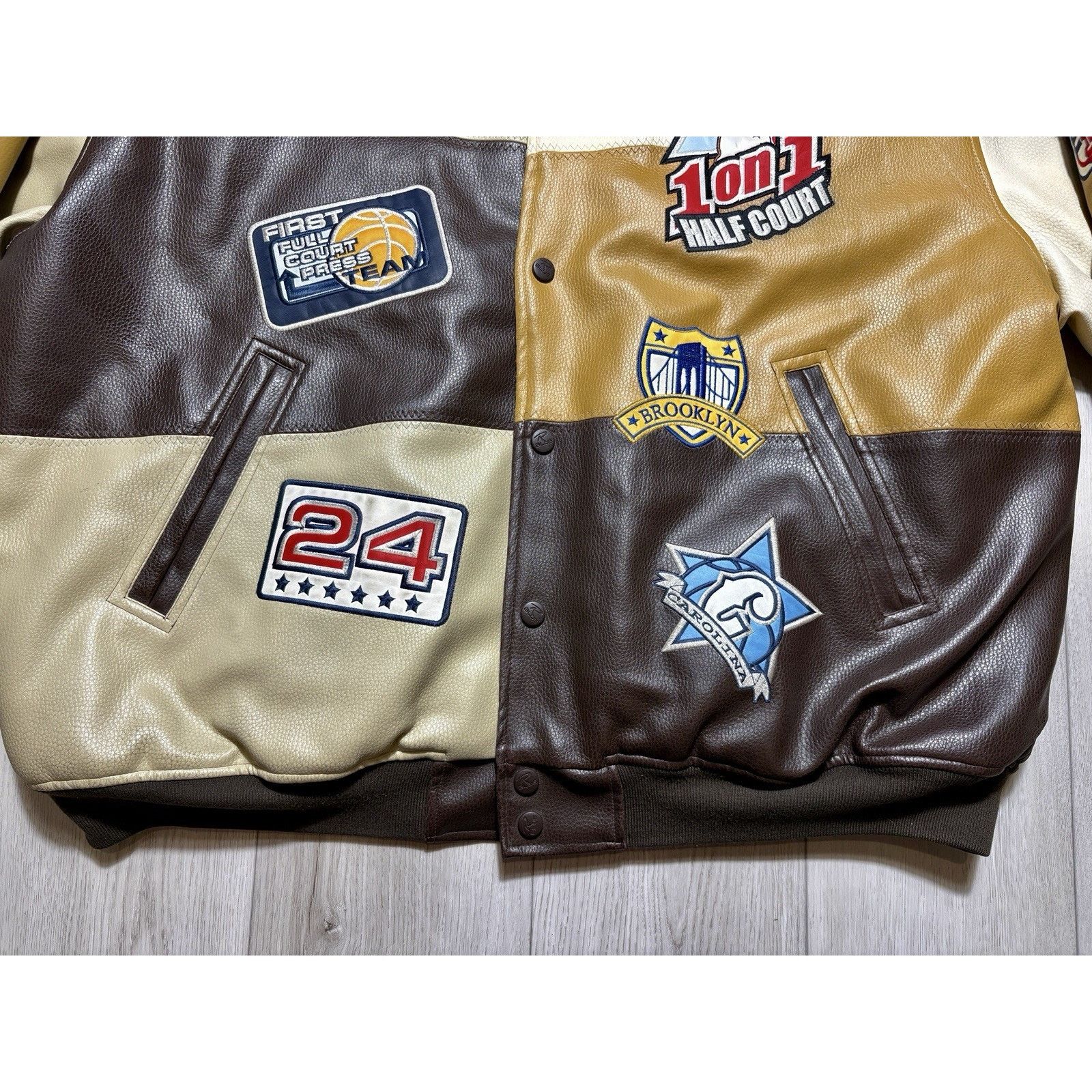 Other Raw Blue Patchwork Varsity Jacket Mens 3XL Basketball Y2K Size US XXL / EU 58 / 5 - 4 Thumbnail