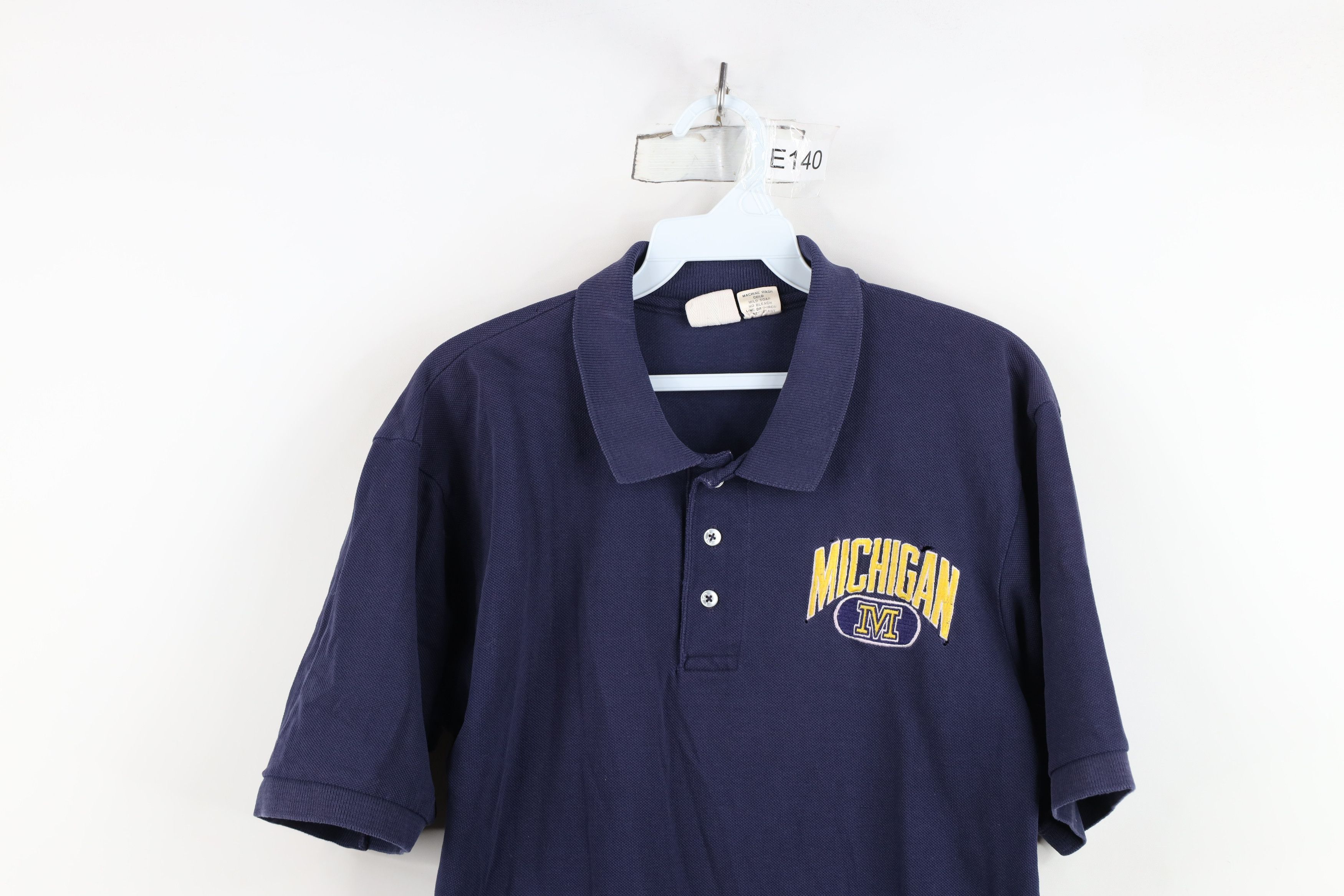Vintage Vintage 90s University of Michigan Collared Polo Blue USA Size US L / EU 52-54 / 3 - 2 Thumbnail
