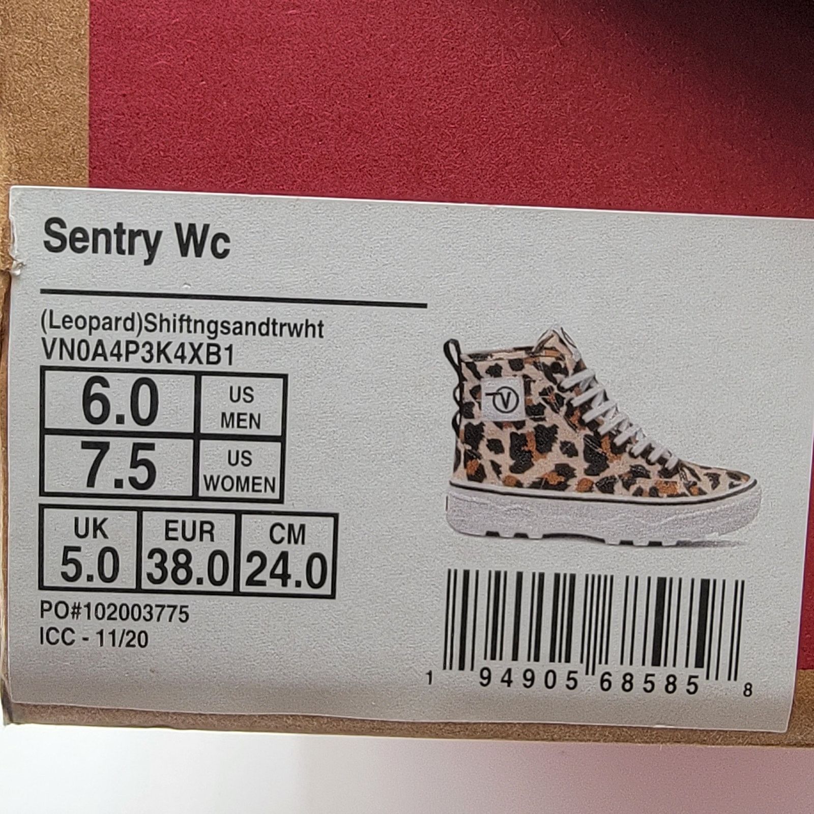 Vans Vans Sentry WC 'Leopard' Sz 6M/7.5W VN0A4P3K4XB Size US 7.5 / IT 37.5 - 10 Thumbnail
