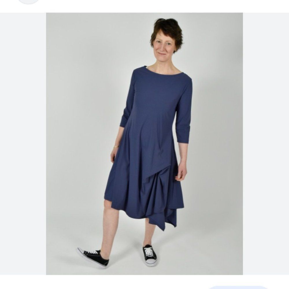 Ports 1961 Porto 0 (US Size S 2 / 4) Gray Stretch 3/4 Sleeve Knee Lengt Size S / US 4 / IT 40 - 2 Thumbnail