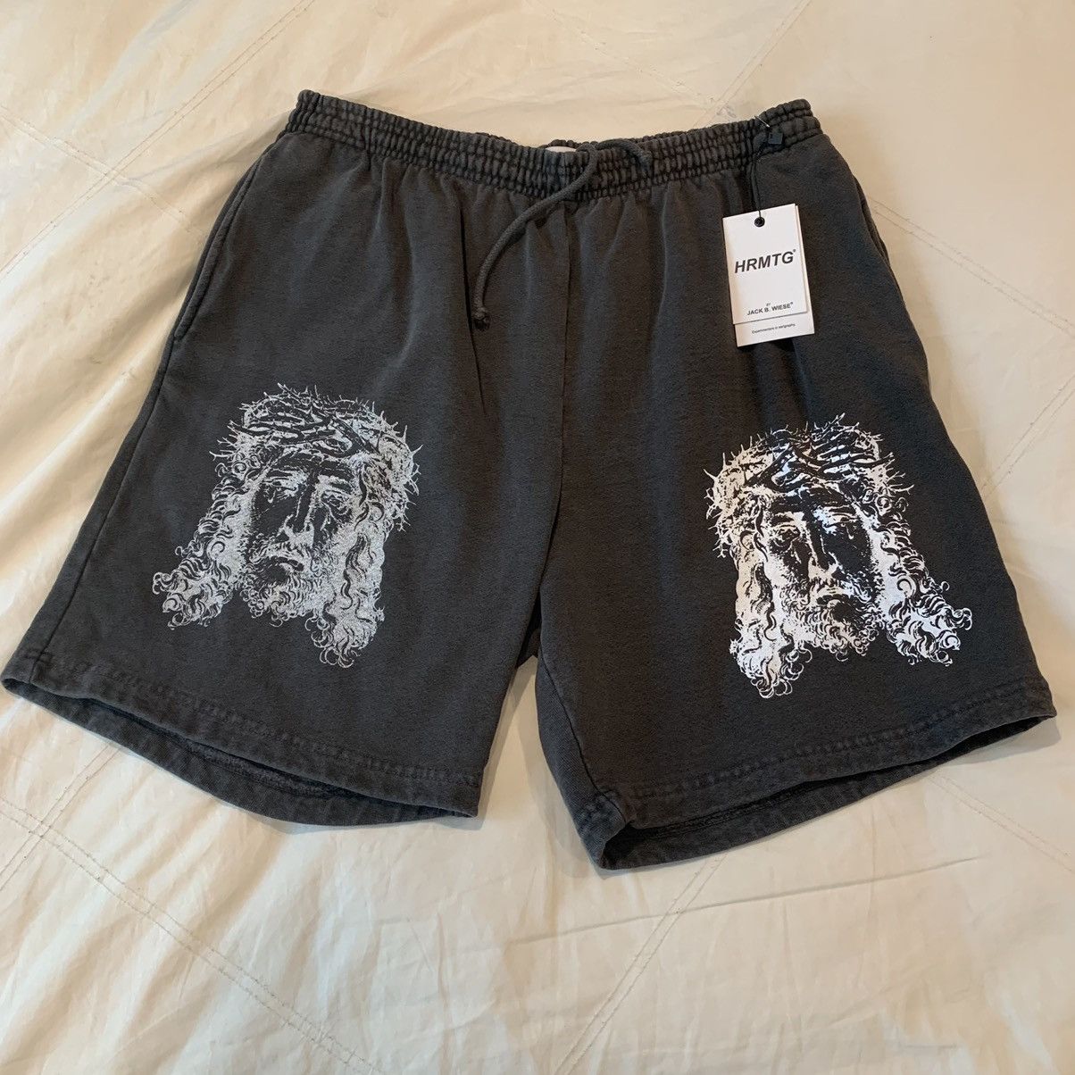 image of Hrmtg X Jack B Wiese Jesus Fleece Sweat Shorts XL in Black, Men's (Size 36)