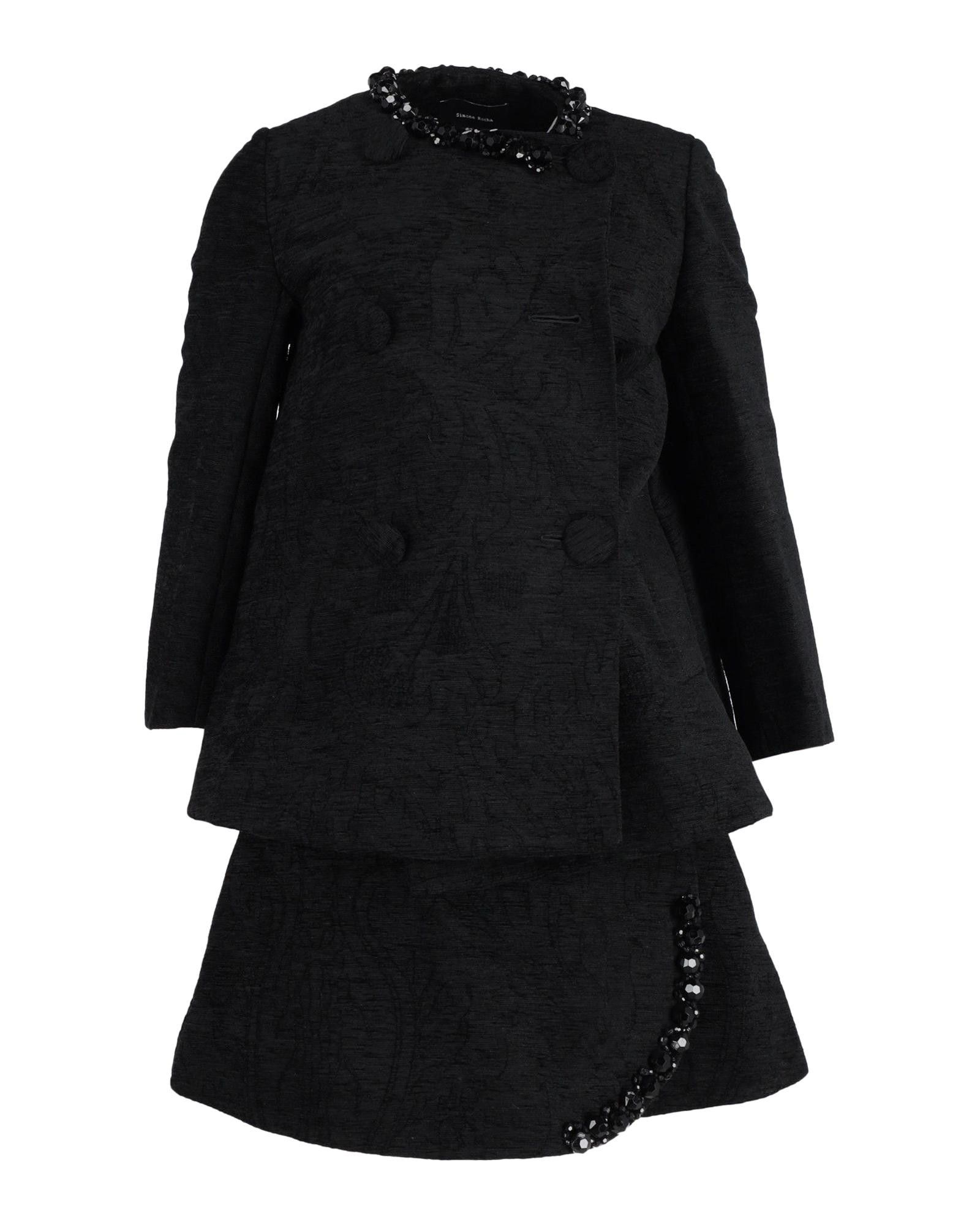 image of Simone Rocha Embellished Coat And Skirt Set In Black Acrylic, Women's (Size Small)