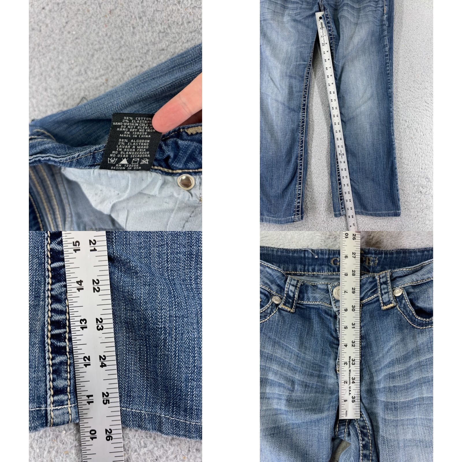 Grace in LA Grace In LA Jeans Womens 29 Blue Denim Wide-Leg Low Rise Embroidered 29x26 Size 29" - 8 Thumbnail