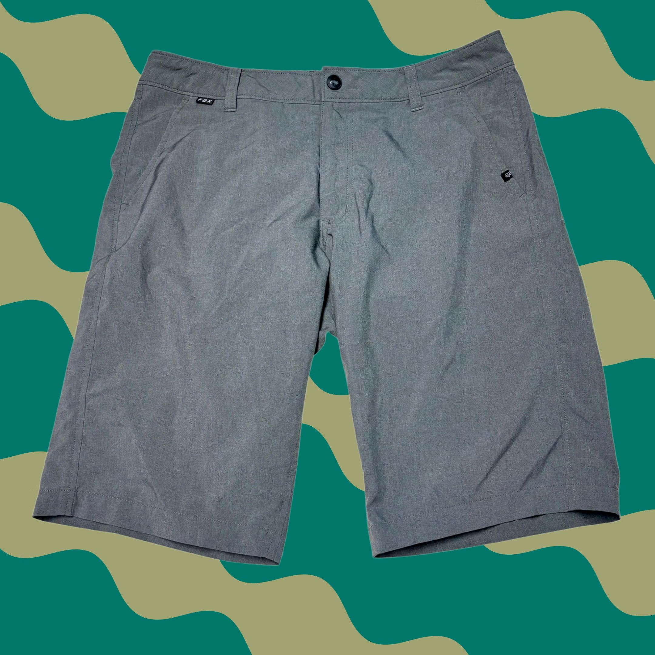 Fox Racing FOX Racing Mens Hybrid Walk Shorts Casual Chino 31x12 Grey Polyester Quick Dry Pockets Logo Button 2020s Mens Size US 31 - 1 Thumbnail