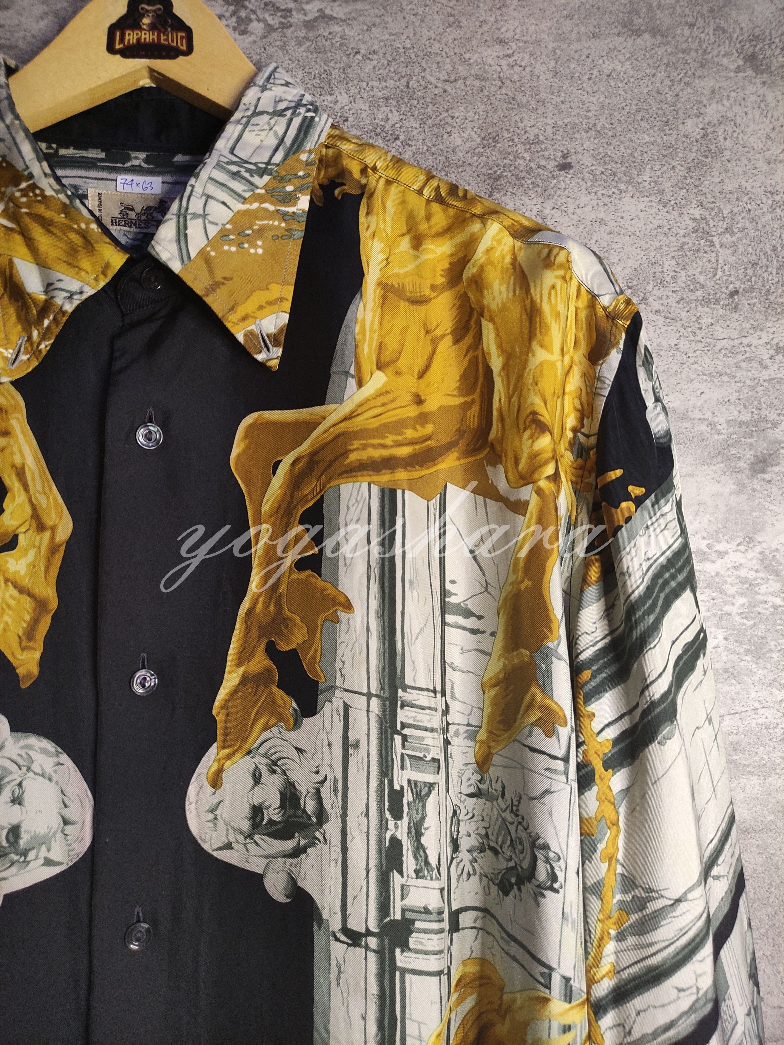 Hermes × Vintage Vintage Luxury - Hermes 'La Fontaine de Bartoldi' Silk Shirt Size US XL / EU 56 / 4 - 2 Thumbnail