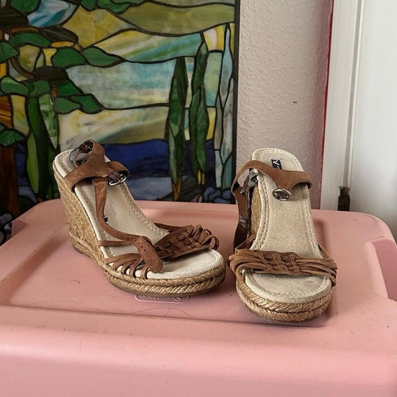 American Eagle Outfitters american eagle outfitters woven wedge sandals heels Size US 8 / IT 38 - 1 Thumbnail