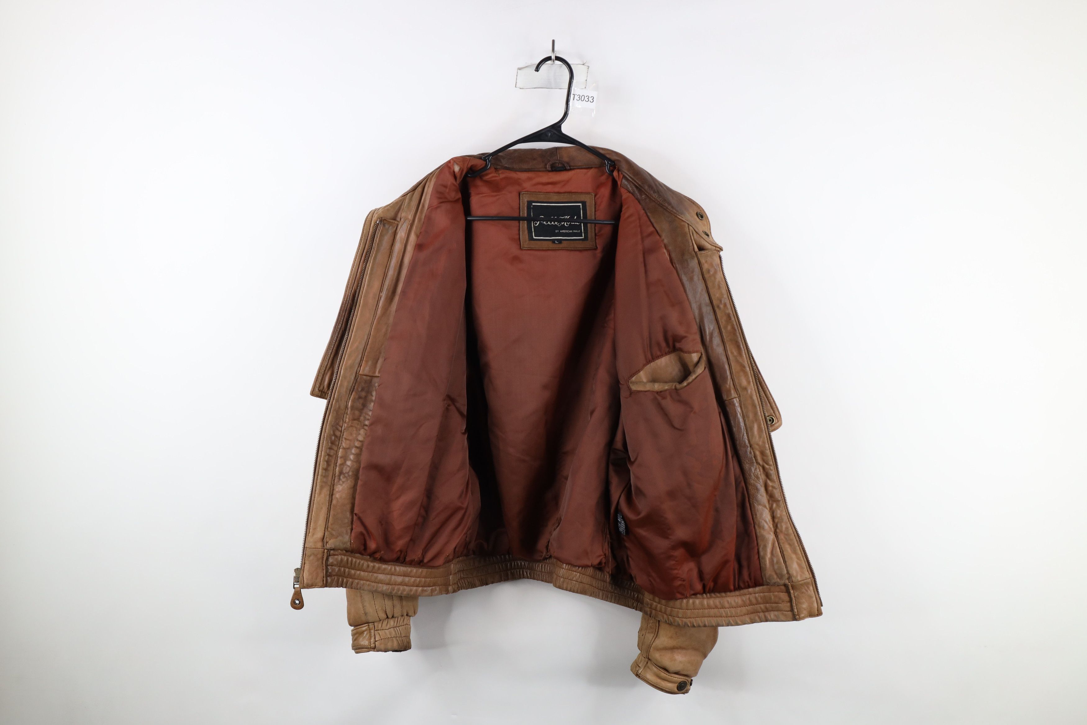 Vintage Vintage 90s Streetwear Leather Flight Bomber Jacket Brown Size US L / EU 52-54 / 3 - 11 Thumbnail