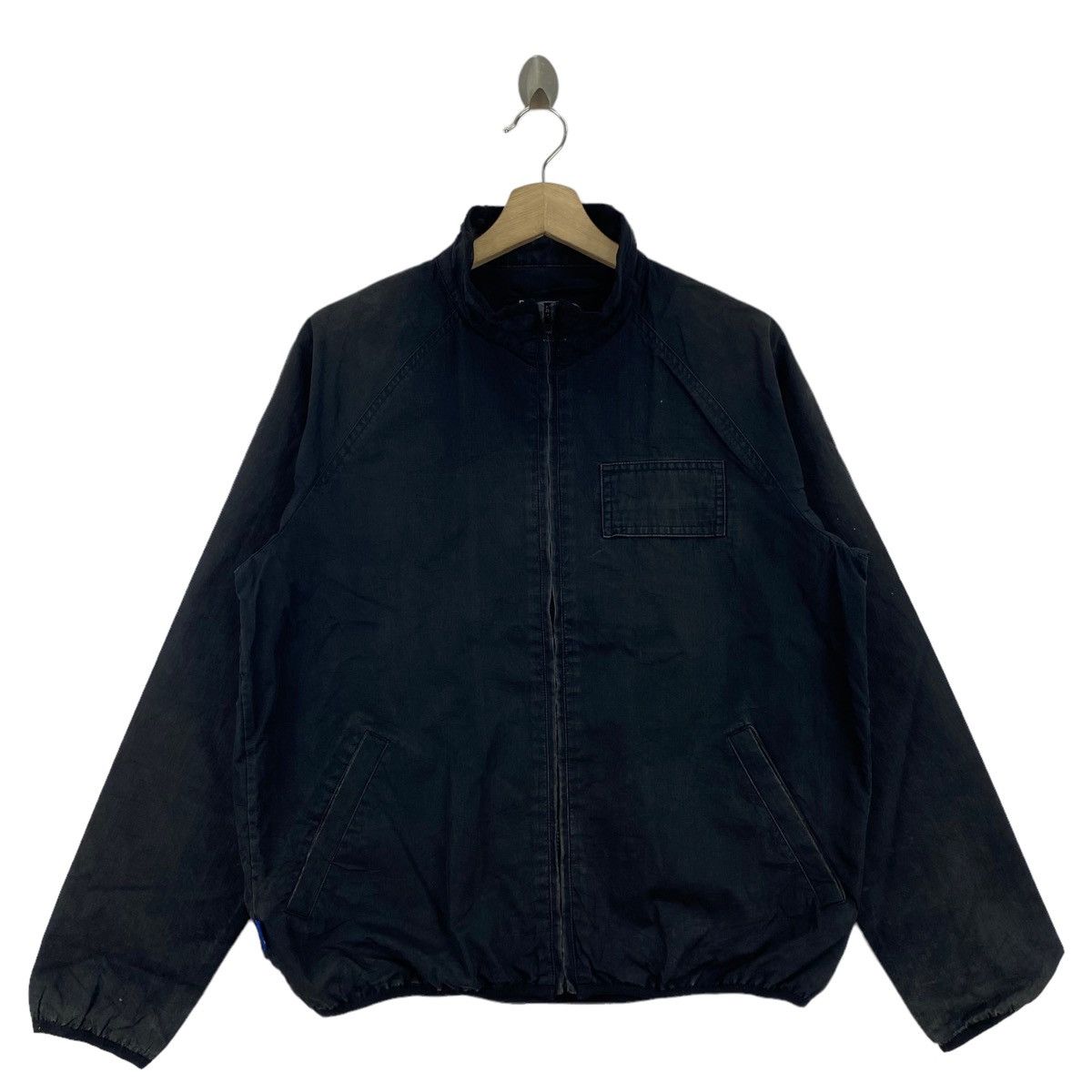 R NEWBOLD Denim Chore Full Zipper Fleece Jeans Bomber Jacket