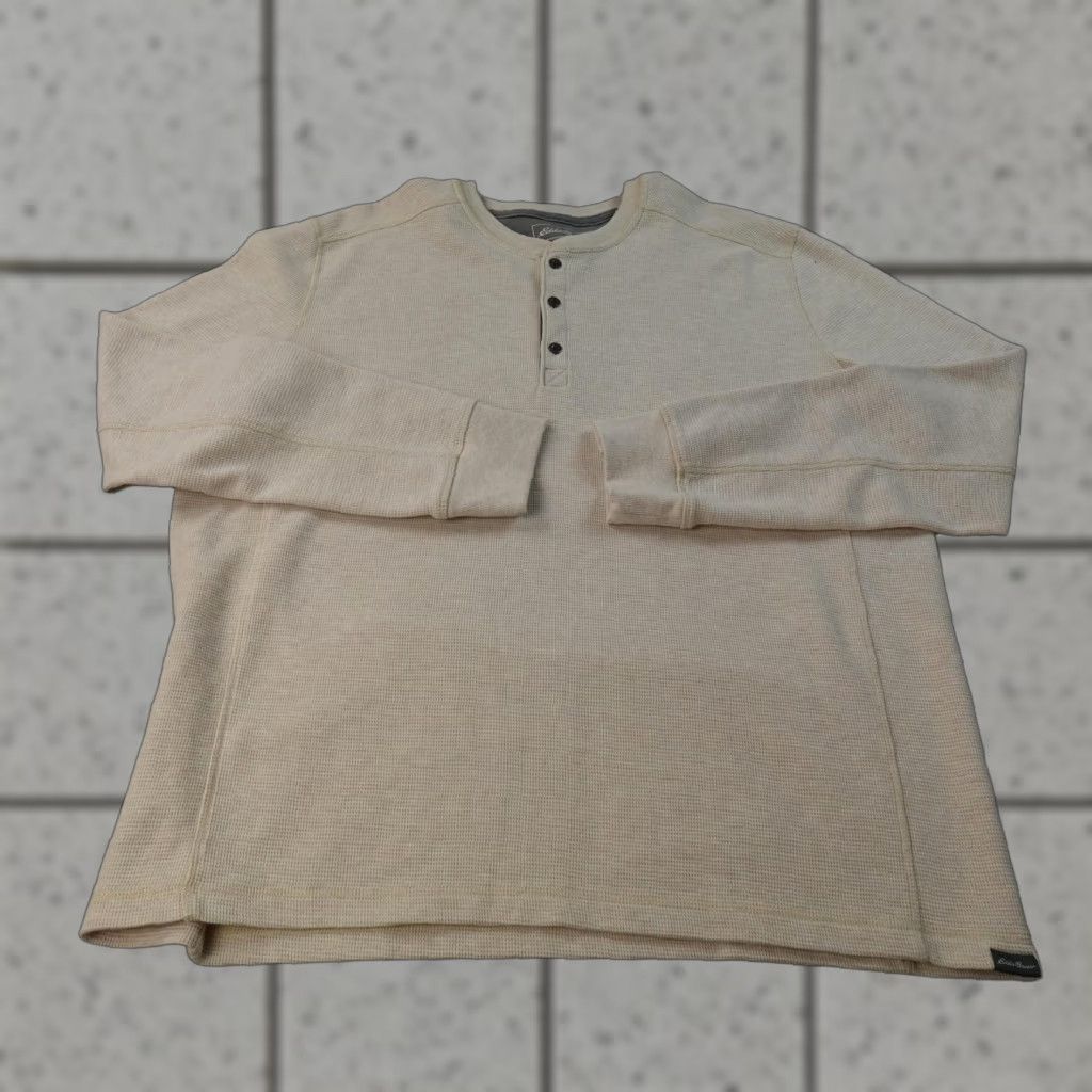 Eddie Bauer Eddie Bauer Shirt Mens XL Beige Waffle Knit Thermal Henley Sweater Outdoor Hike Size US XL / EU 56 / 4 - 1 Thumbnail