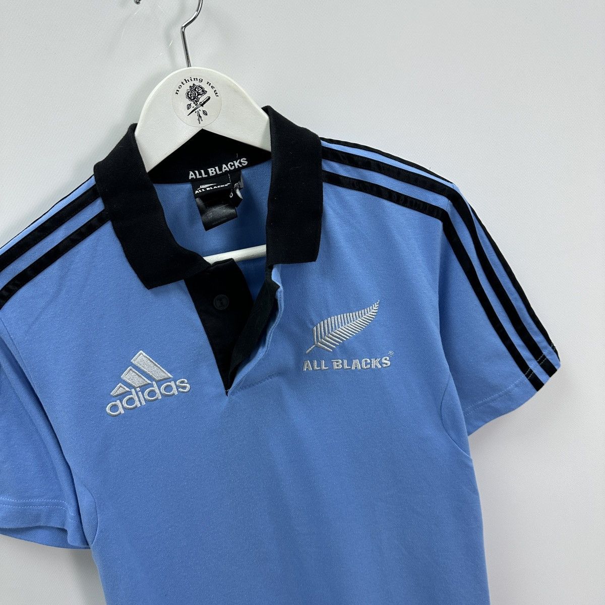Vintage Vintage 00s All Black Adidas embroidered blue polo y2k og Size US M / EU 48-50 / 2 - 4 Thumbnail