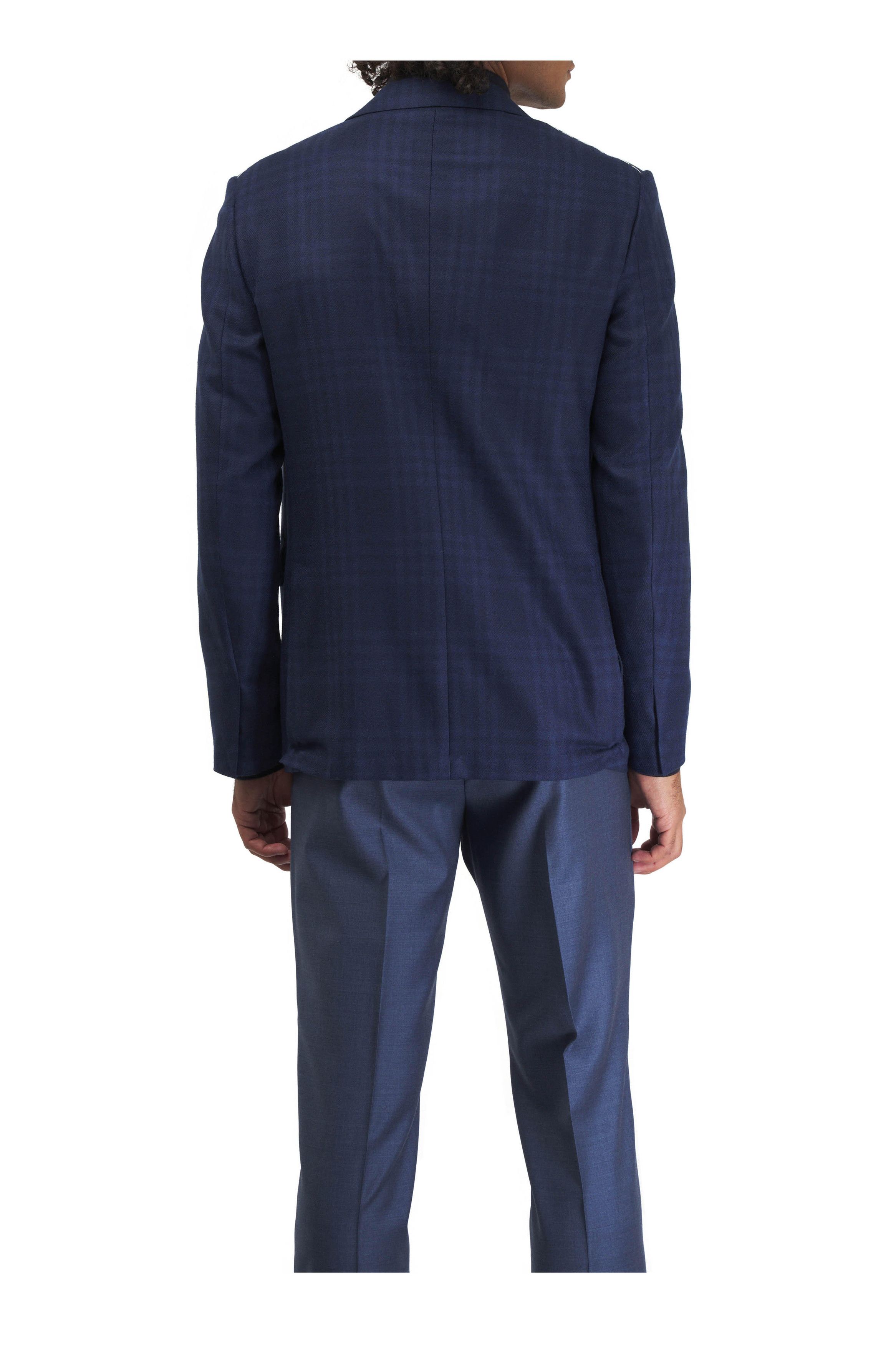 Z Zegna o1mtch0225 Plaid Wool, Silk & Linen Sportcoat in Navy Size US L / EU 52-54 / 3 - 5 Thumbnail