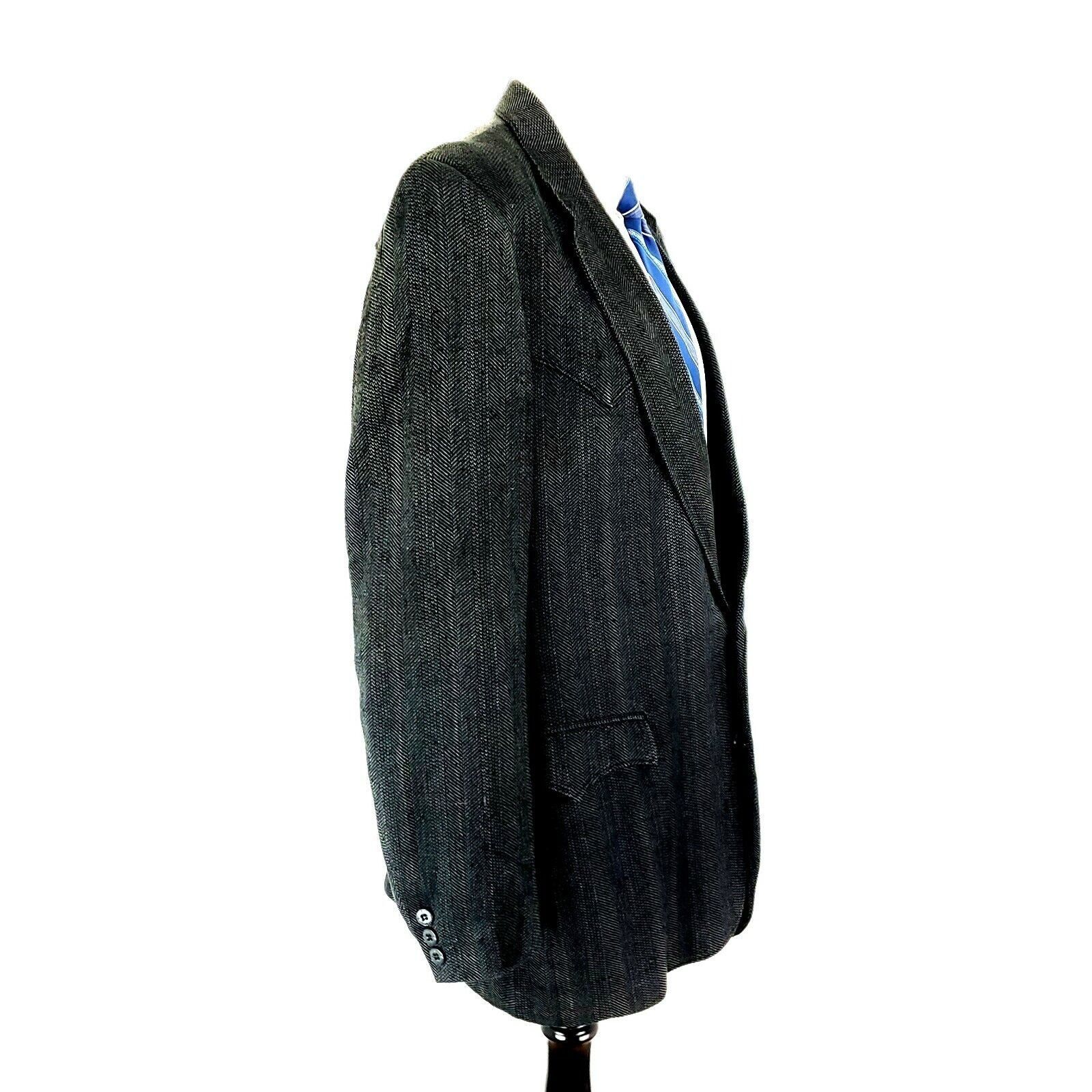 Vintage Circle Silk Rayon 2 Button Sport Coat 42L Black Green Long W Size 42L - 7 Thumbnail