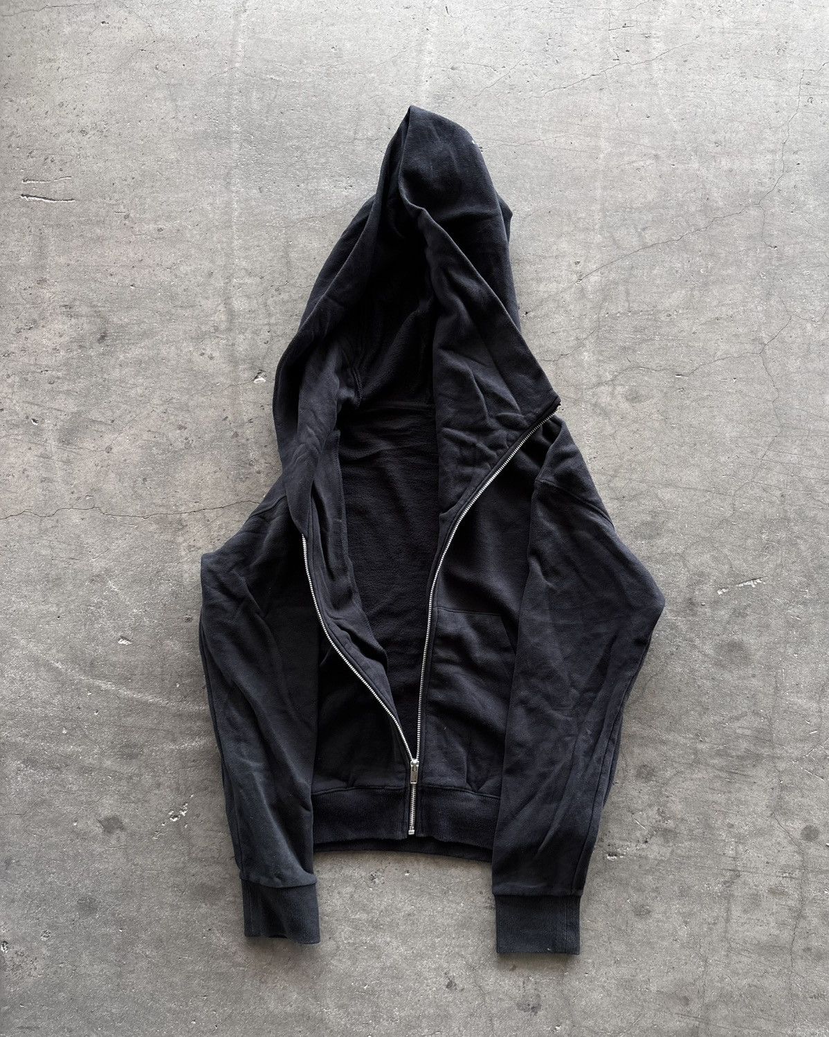 Japanese Brand Rick Owens Style Vkei Vampire Assymetrical Zip Up Hoodie Size US M / EU 48-50 / 2 - 2 Thumbnail