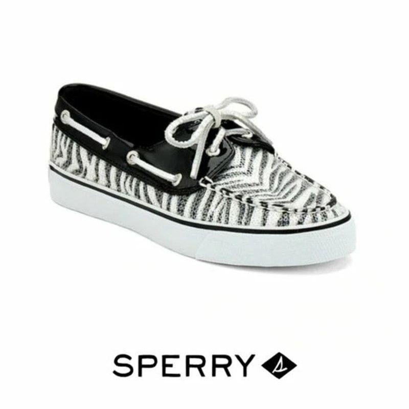 Sperry Sequin Animal Print Boat Shoes Size6 Patent Leather, Women's
