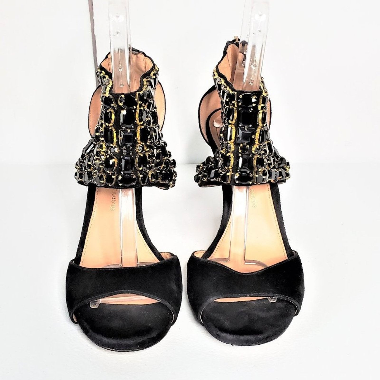 Vince Camuto VC Signature Suede Embellished Collar Zip Stiletto Heels 11M Size US 11 / IT 41 - 2 Thumbnail
