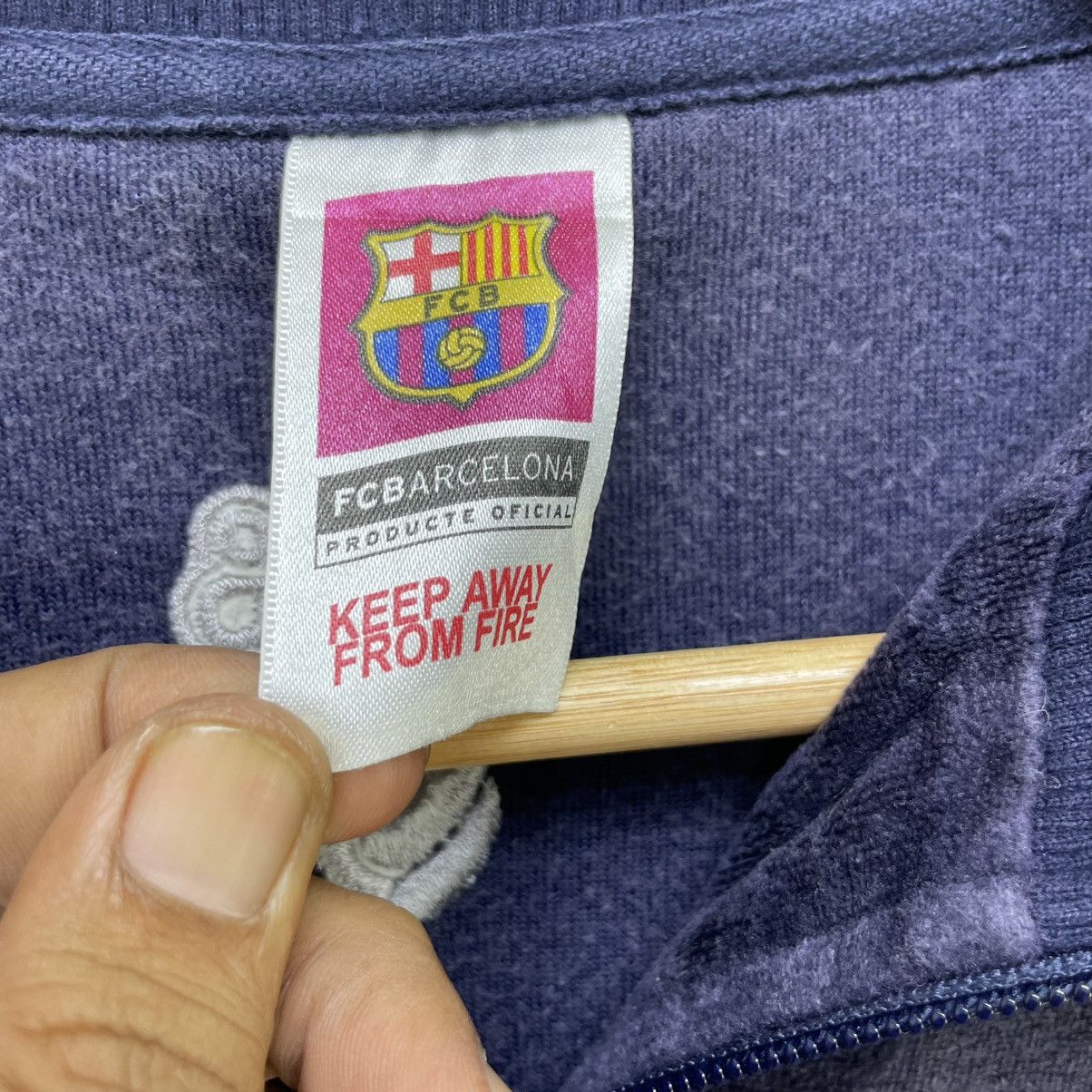 Vintage 💥Vintage FC Barcelona Velvet Zipper Up Jacket Size US M / EU 48-50 / 2 - 5 Thumbnail