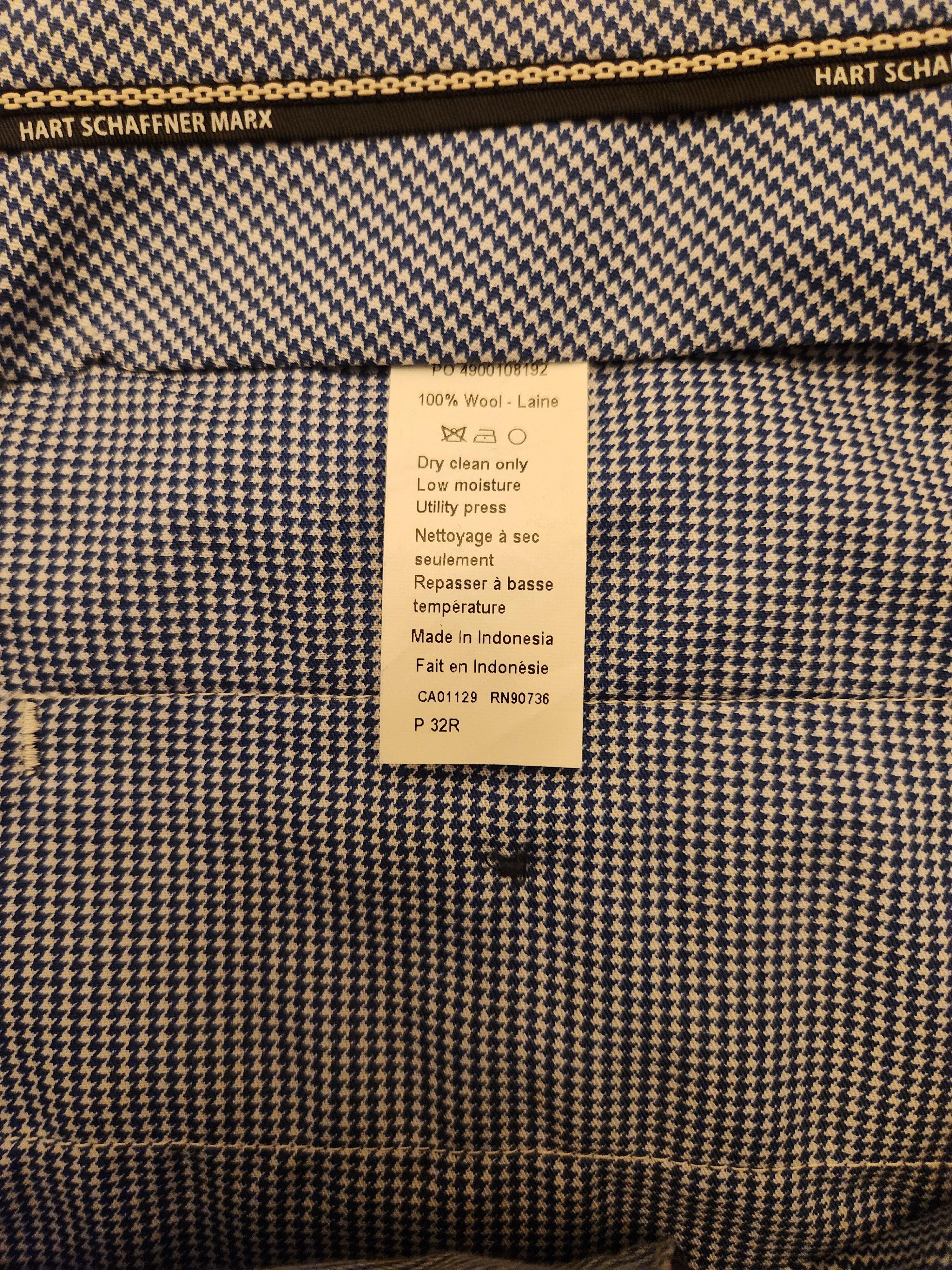 Hart Schaffner Marx NWOT Blue Straight Fit Pants 100% Wool Pleated Front Pants Size US 34 / EU 50 - 5 Thumbnail