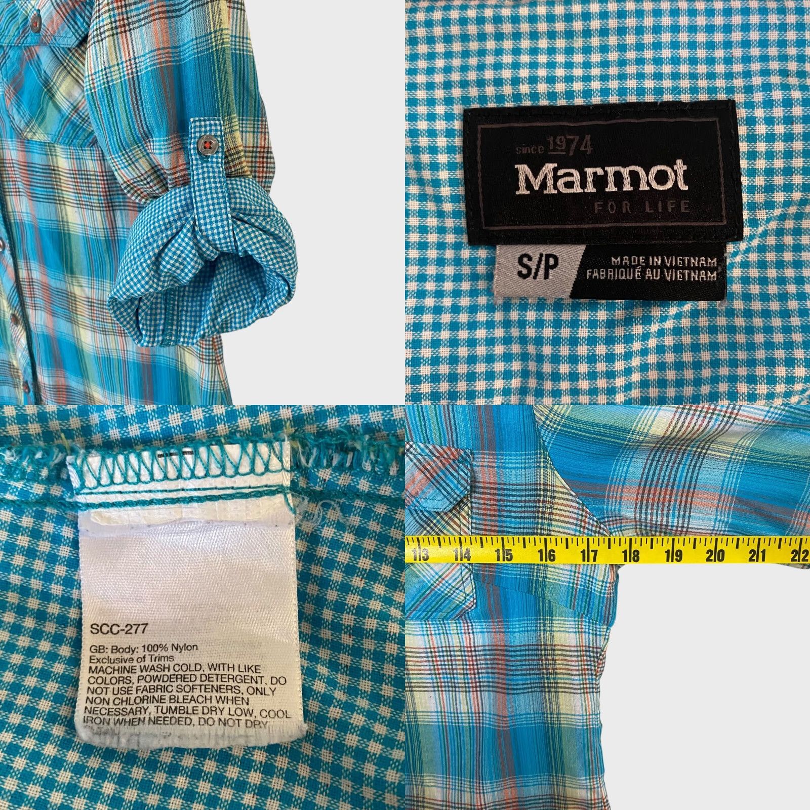 Marmot MARMOT Evelyn Long Sleeve Shirt Women's Petite Small Blue Plaid Hiking Button-Up Size S / US 4 / IT 40 - 8 Thumbnail