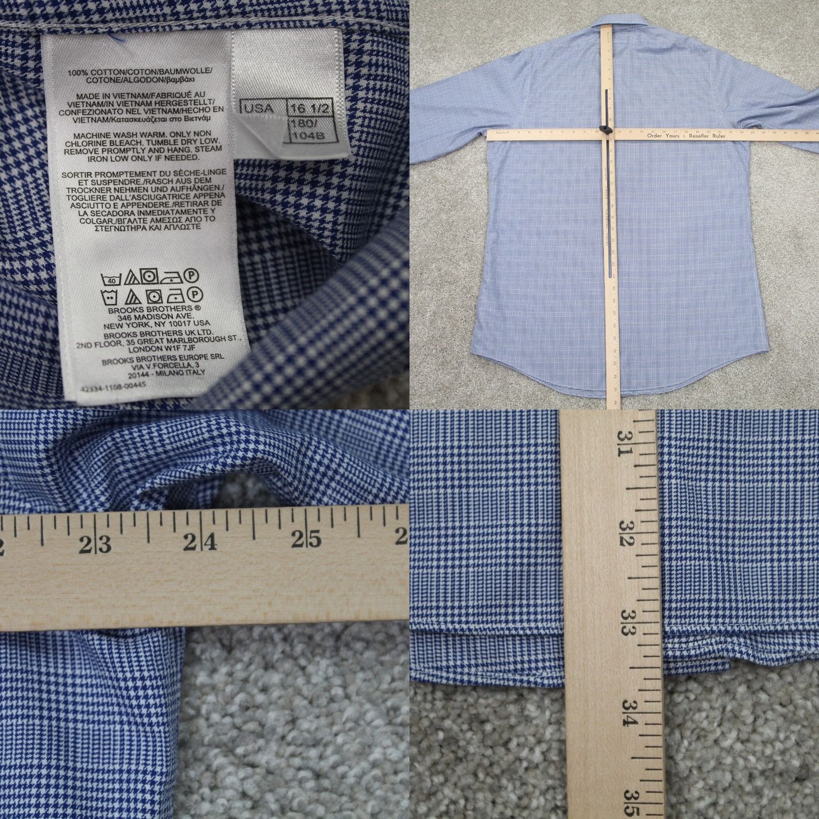 Brooks Brothers Brooks Brothers Regent Dress Shirt Men 16.5 Blue 100% Cotton Non-Iron Long Sleeve Button-Down Collar 33 in Regular Fit Modern Classic 16.5 Mens Size 46R - 8 Thumbnail