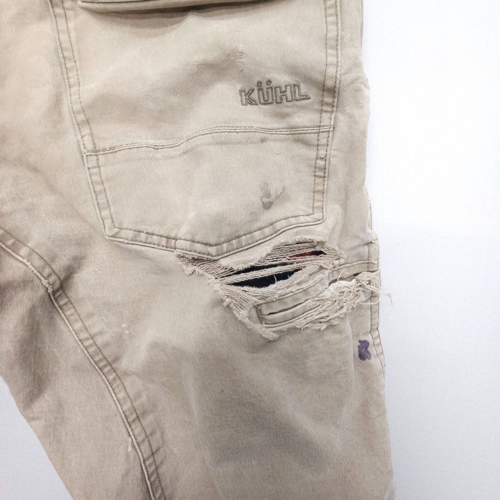 Thrasher Kuhl Rydr Pants Mens 30 x 32 Canvas Distressed Workwear 5-Pocket Denim Beige Color Regular Fit Chaud 90s Theme Mens Size US 30 / EU 46 - 7 Thumbnail