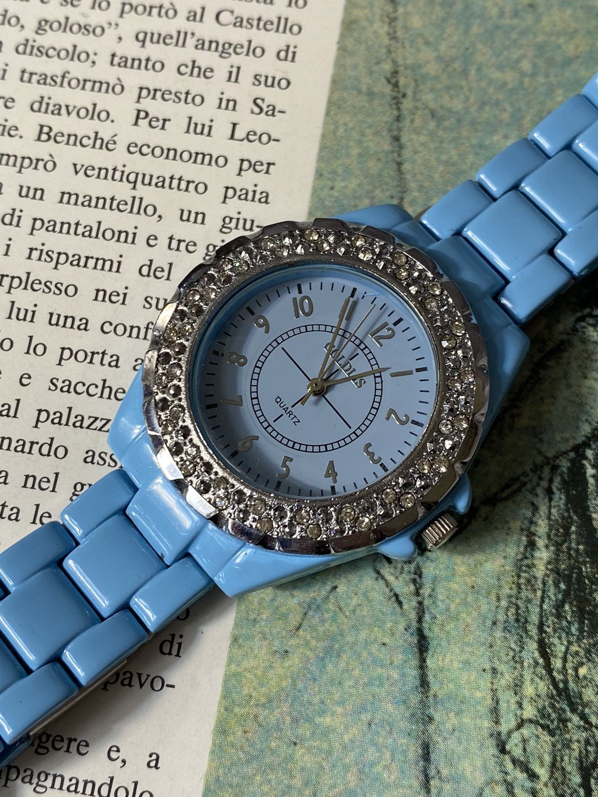 Japanese Brand × Jewelry × Vintage Goldias Blue Quartz Watch Rhinestones Size ONE SIZE - 3 Thumbnail